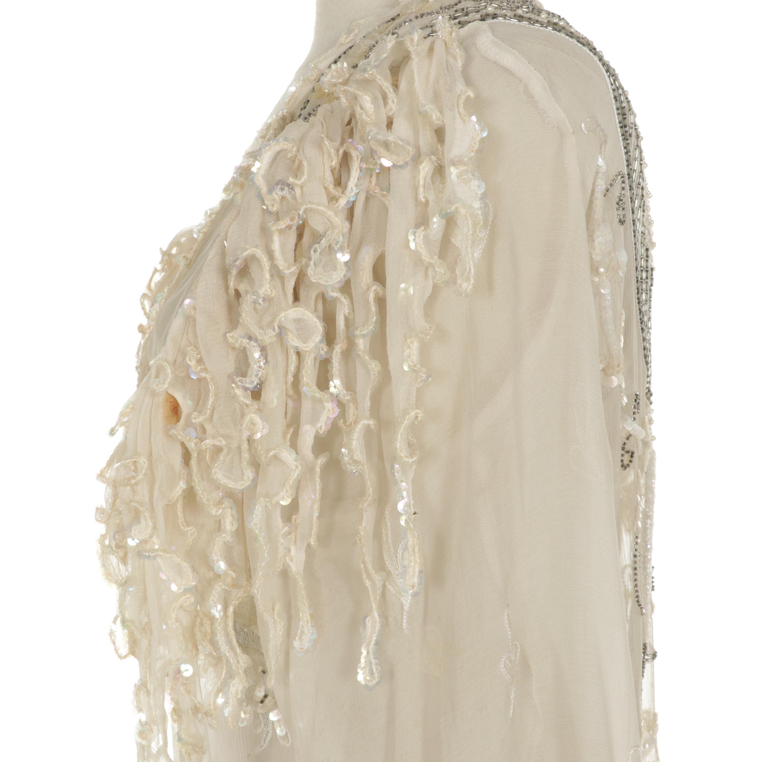 Carole Lee Sequin Trimmed Slip Dress with Embroidered and Embellished Duster