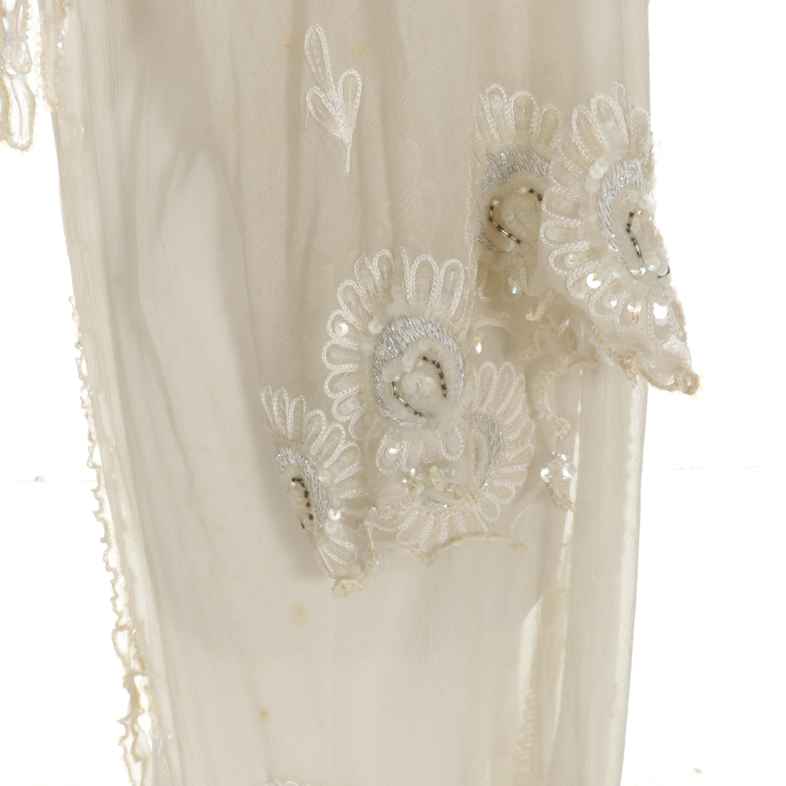 Carole Lee Sequin Trimmed Slip Dress with Embroidered and Embellished Duster