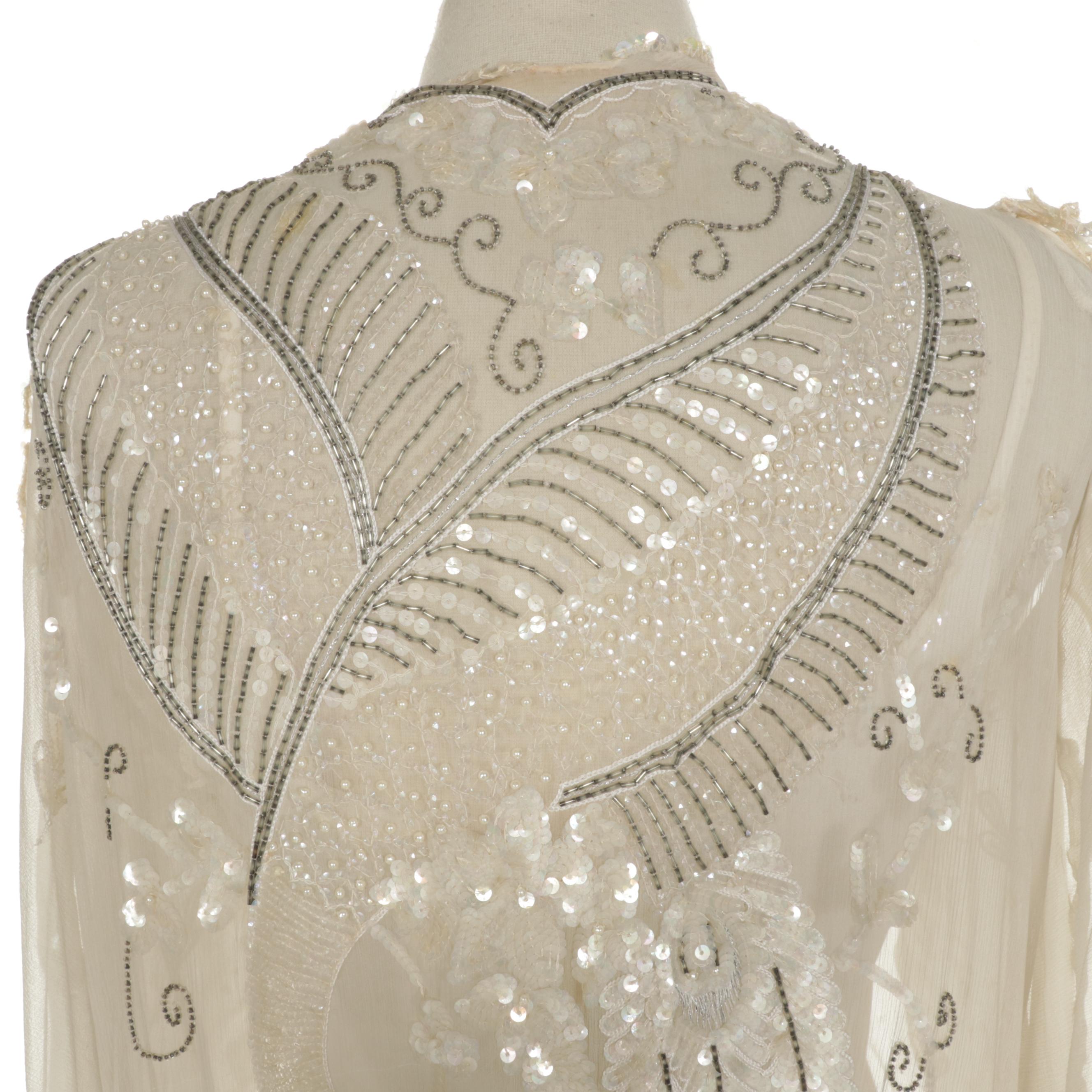 Carole Lee Sequin Trimmed Slip Dress with Embroidered and Embellished Duster