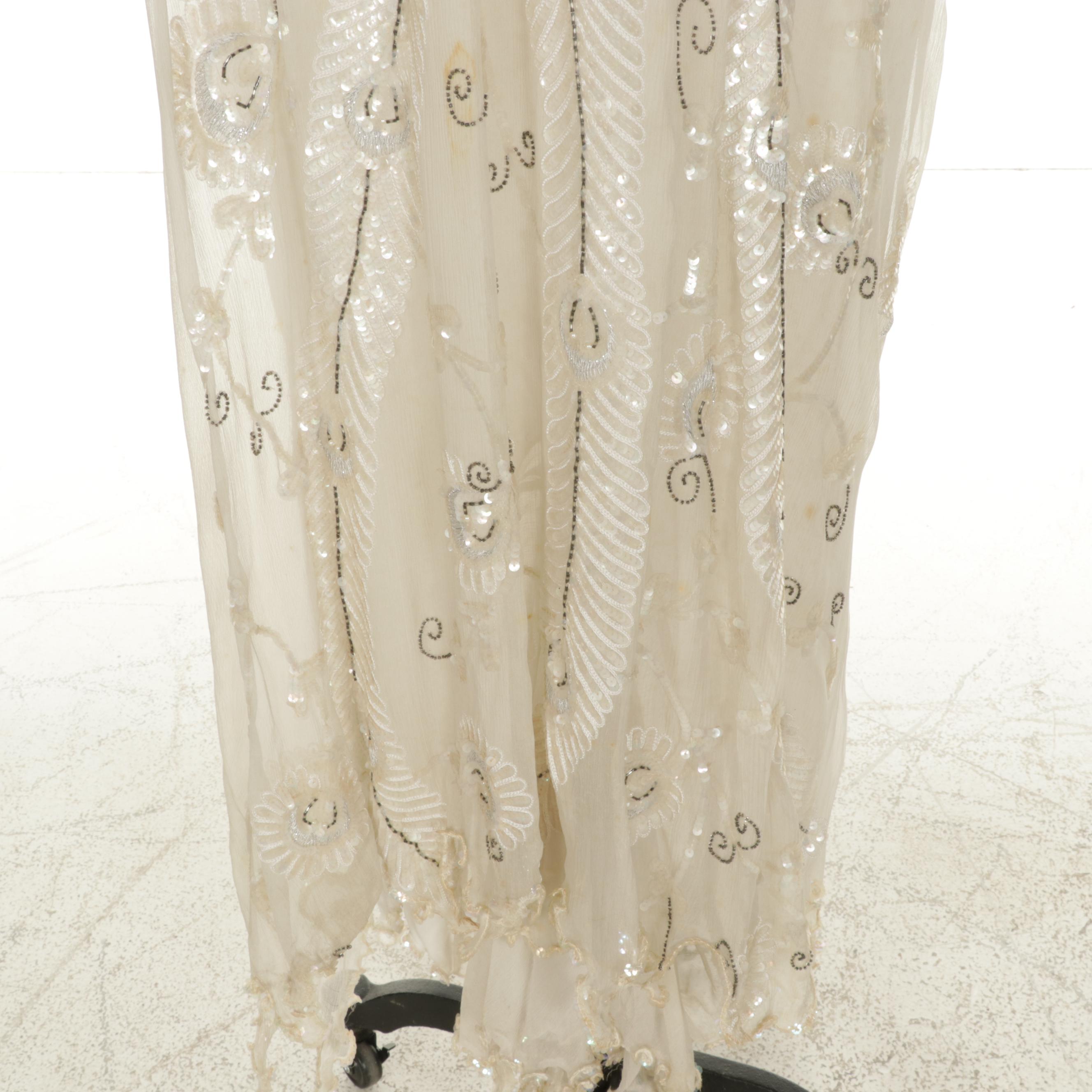 Carole Lee Sequin Trimmed Slip Dress with Embroidered and Embellished Duster