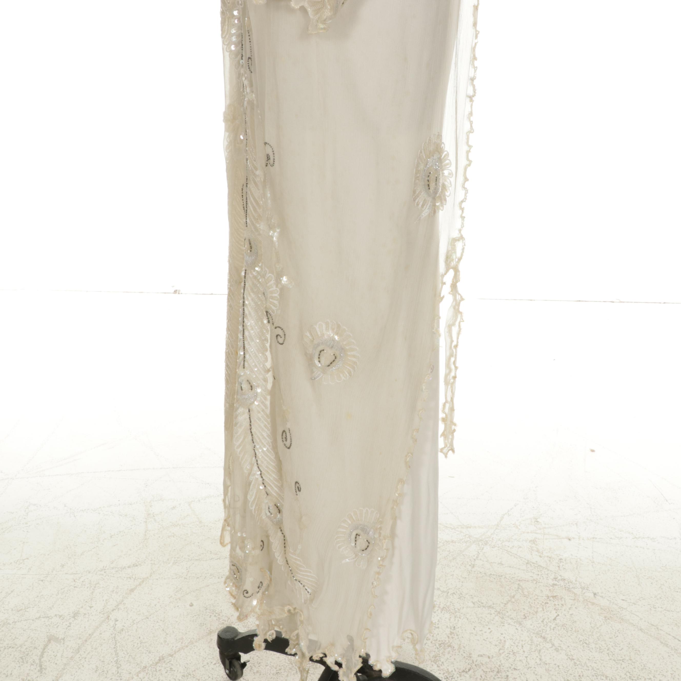 Carole Lee Sequin Trimmed Slip Dress with Embroidered and Embellished Duster