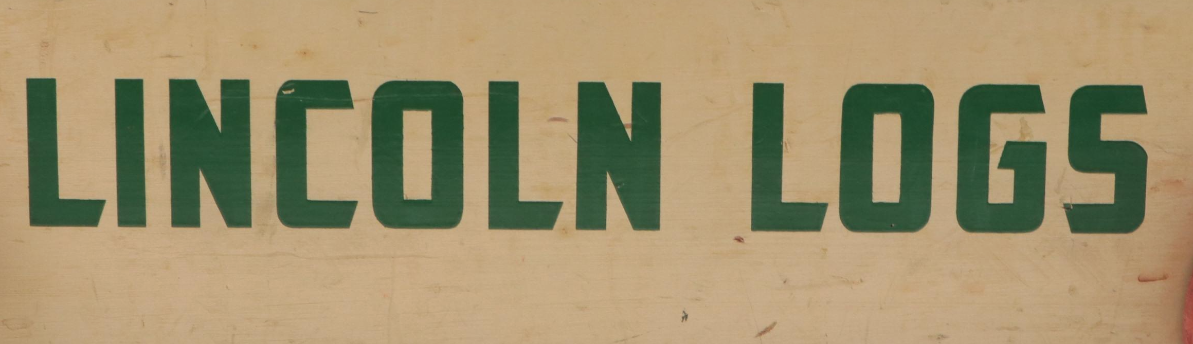 Original Lincoln Logs Toy Set and Wagon, Mid-20th Century