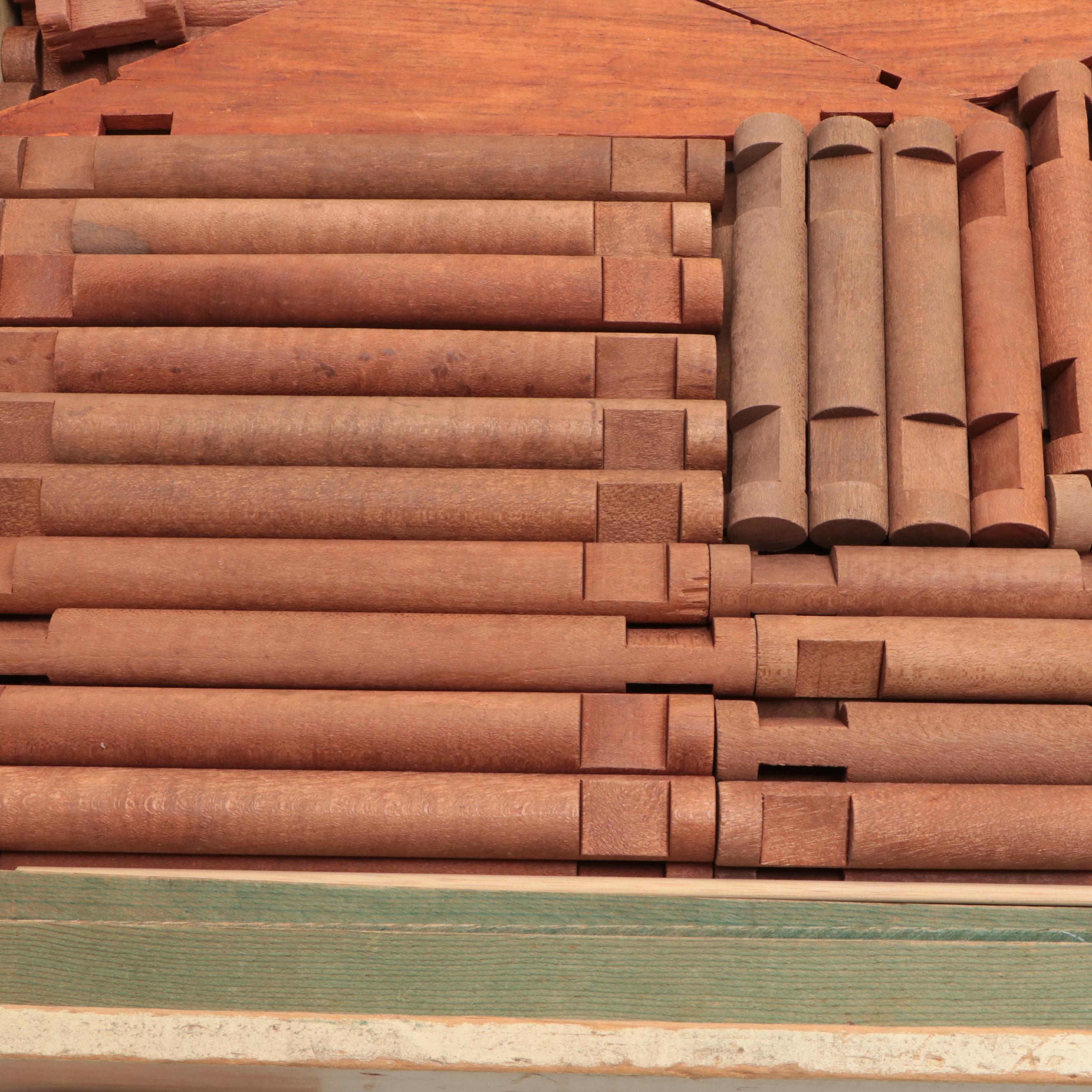 Original Lincoln Logs Toy Set and Wagon, Mid-20th Century