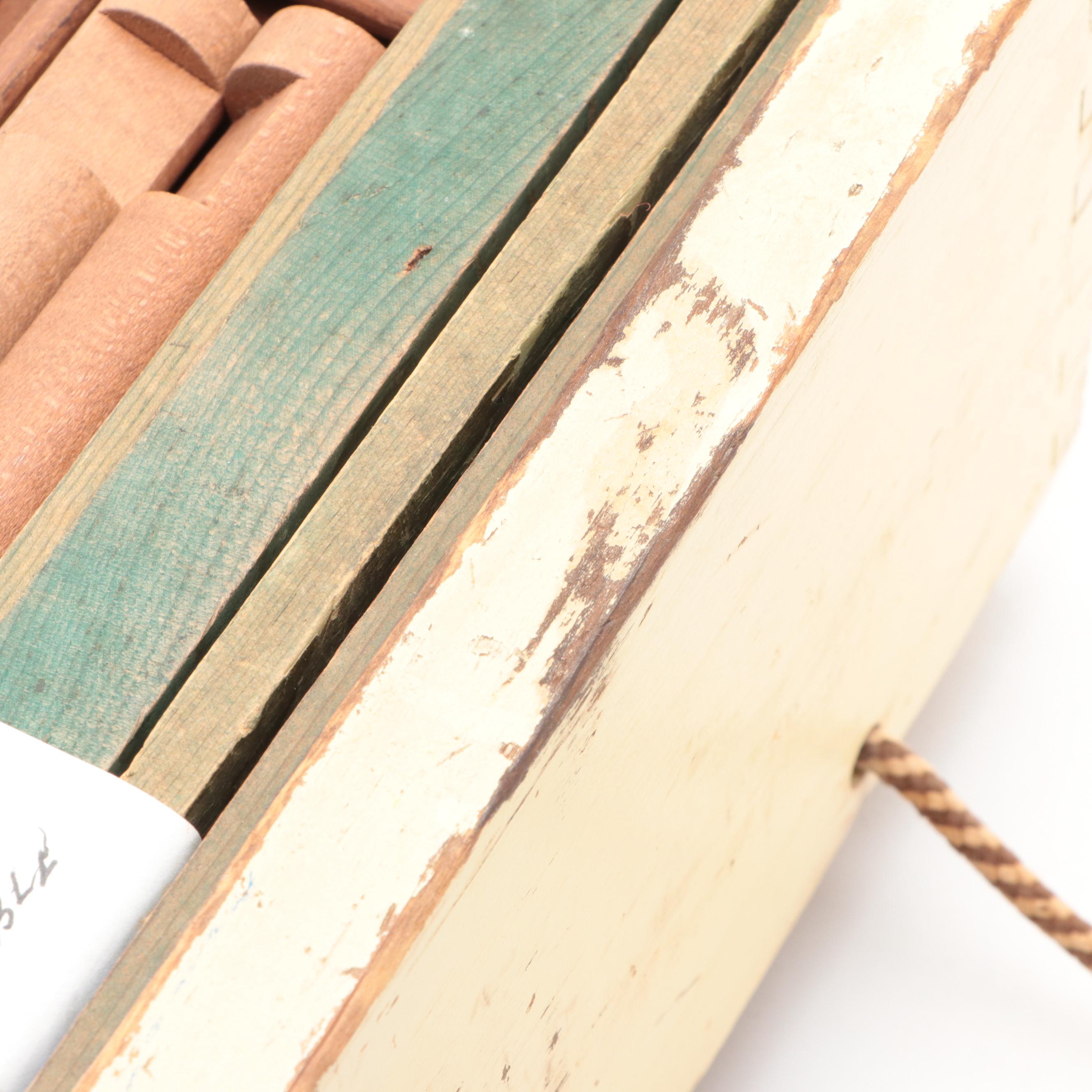 Original Lincoln Logs Toy Set and Wagon, Mid-20th Century