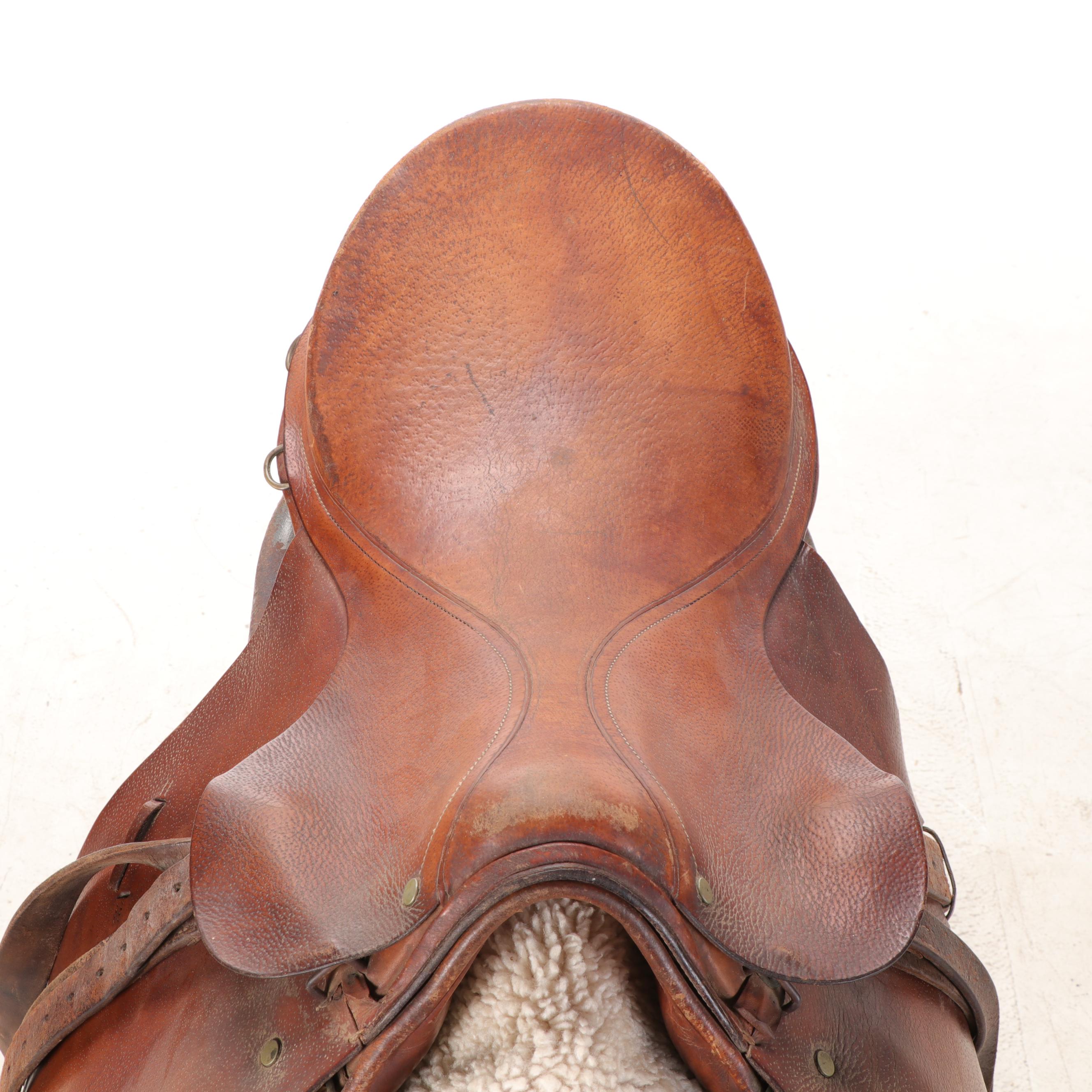 John E. Butler Leather 15.5" All Purpose English Saddle, Mid-20th Century