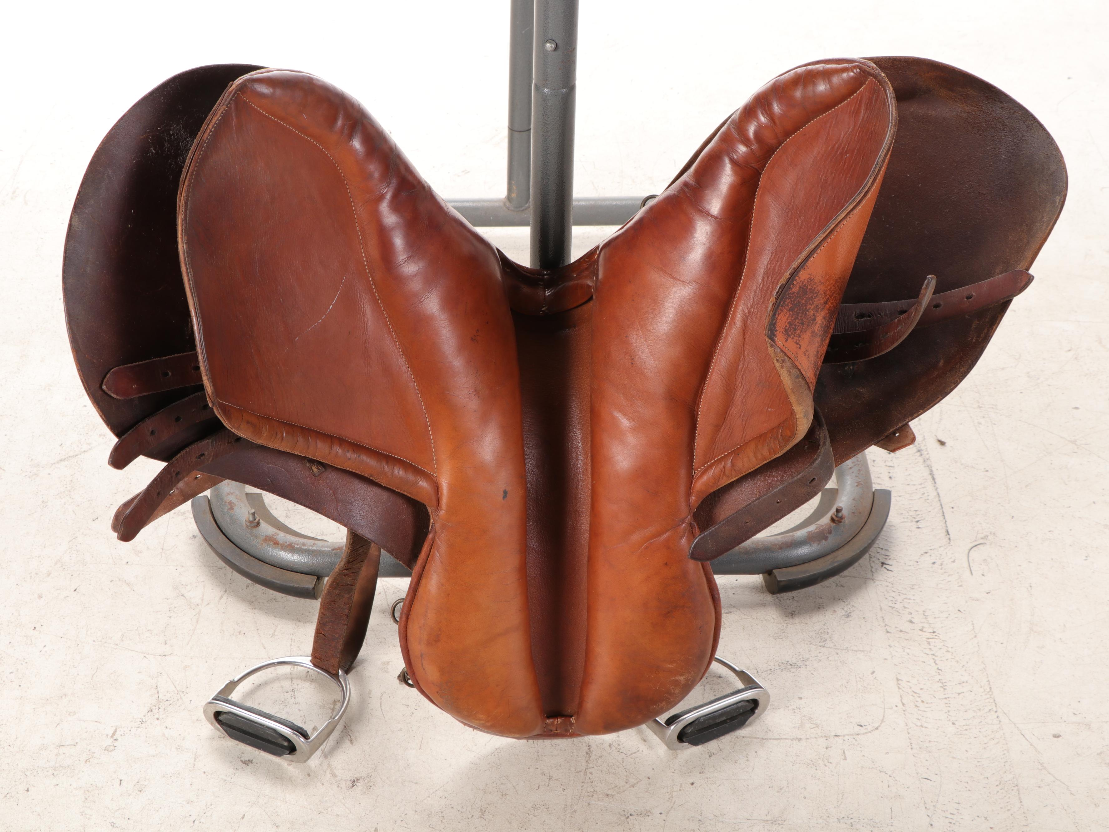 John E. Butler Leather 15.5" All Purpose English Saddle, Mid-20th Century