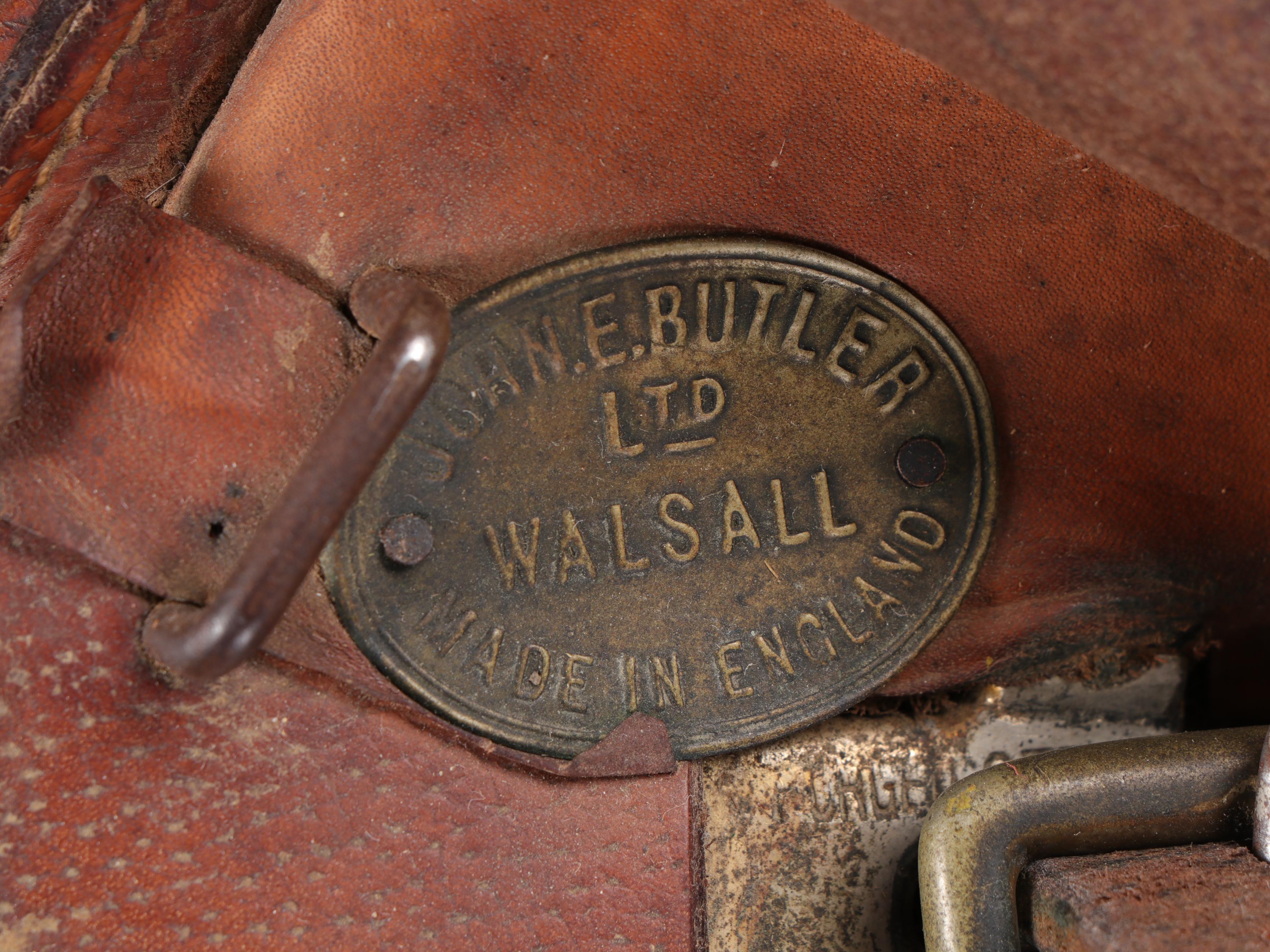 John E. Butler Leather 15.5" All Purpose English Saddle, Mid-20th Century