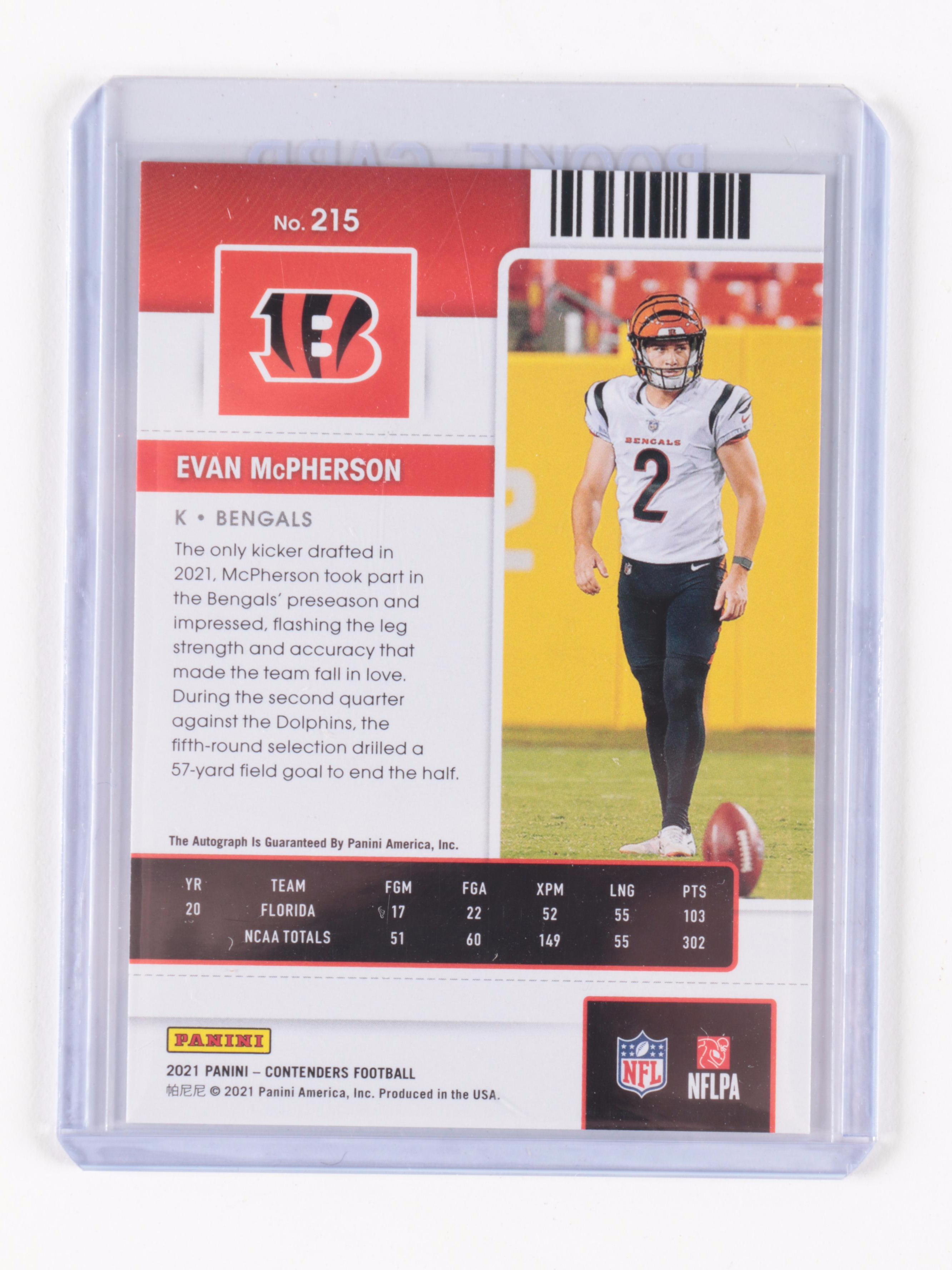 2021 Panini Evan McPherson Rookie Football Cards With Signed, Mosaic, Prestige