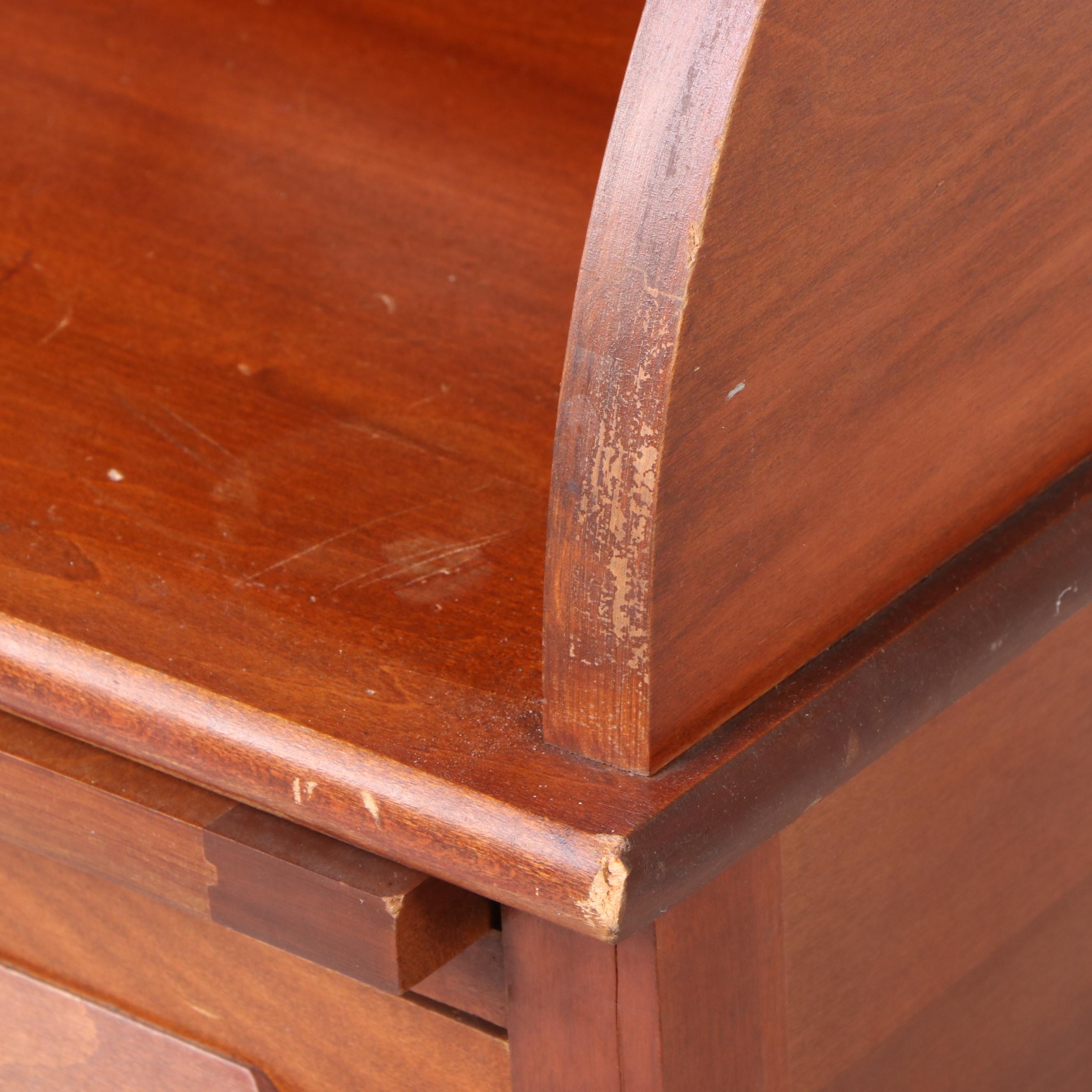 Child's Birch Tambour Roll-Top Desk with Chair