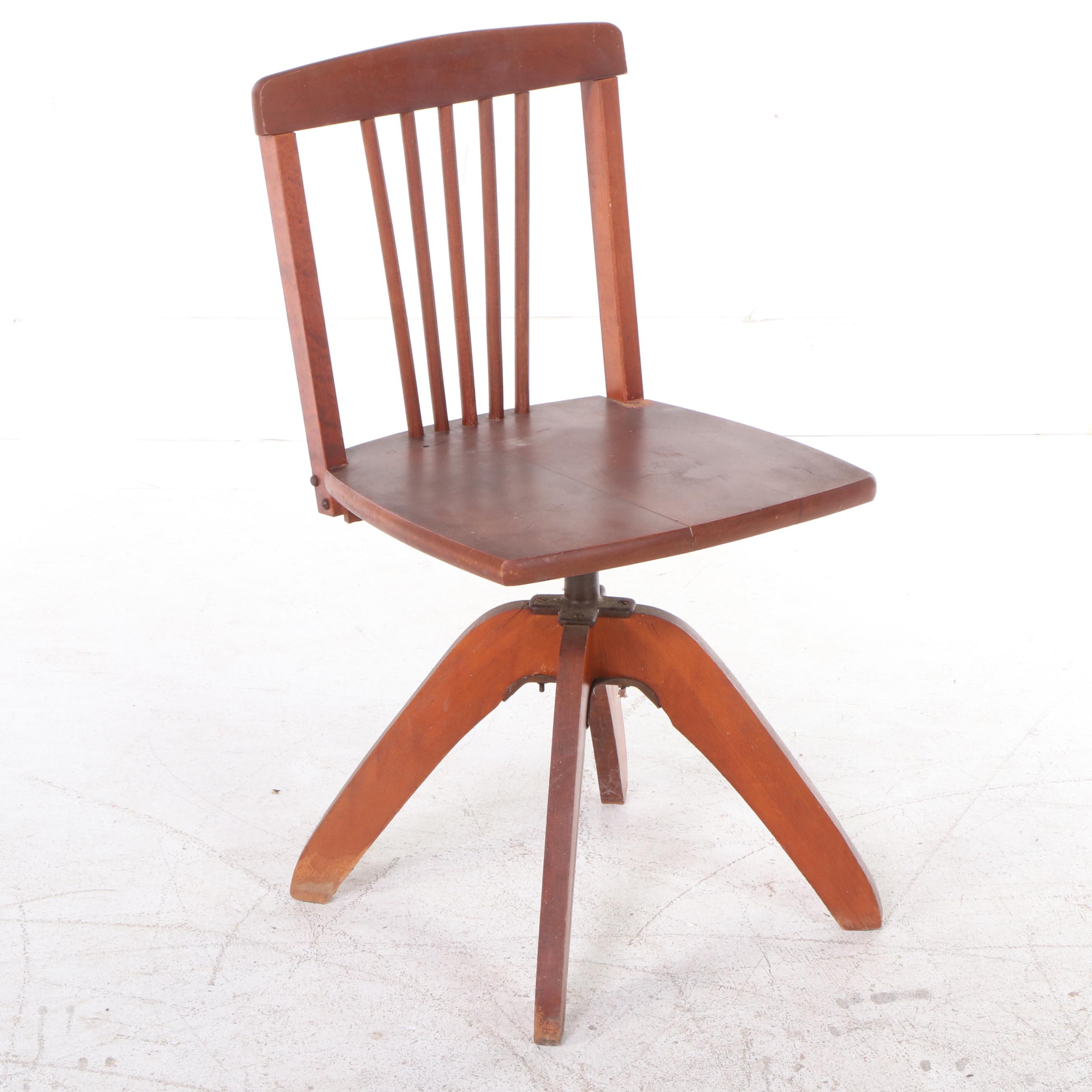 Child's Birch Tambour Roll-Top Desk with Chair