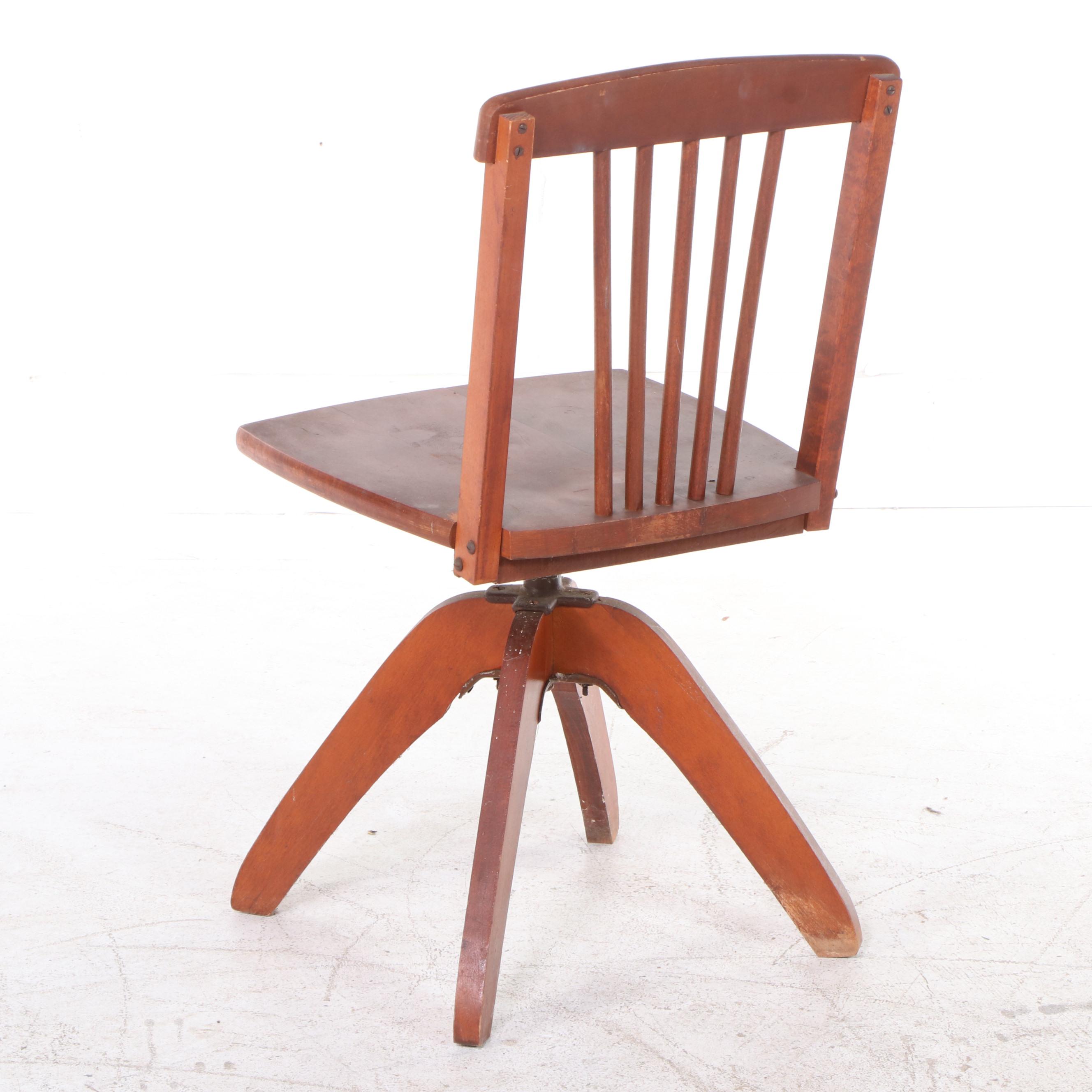 Child's Birch Tambour Roll-Top Desk with Chair