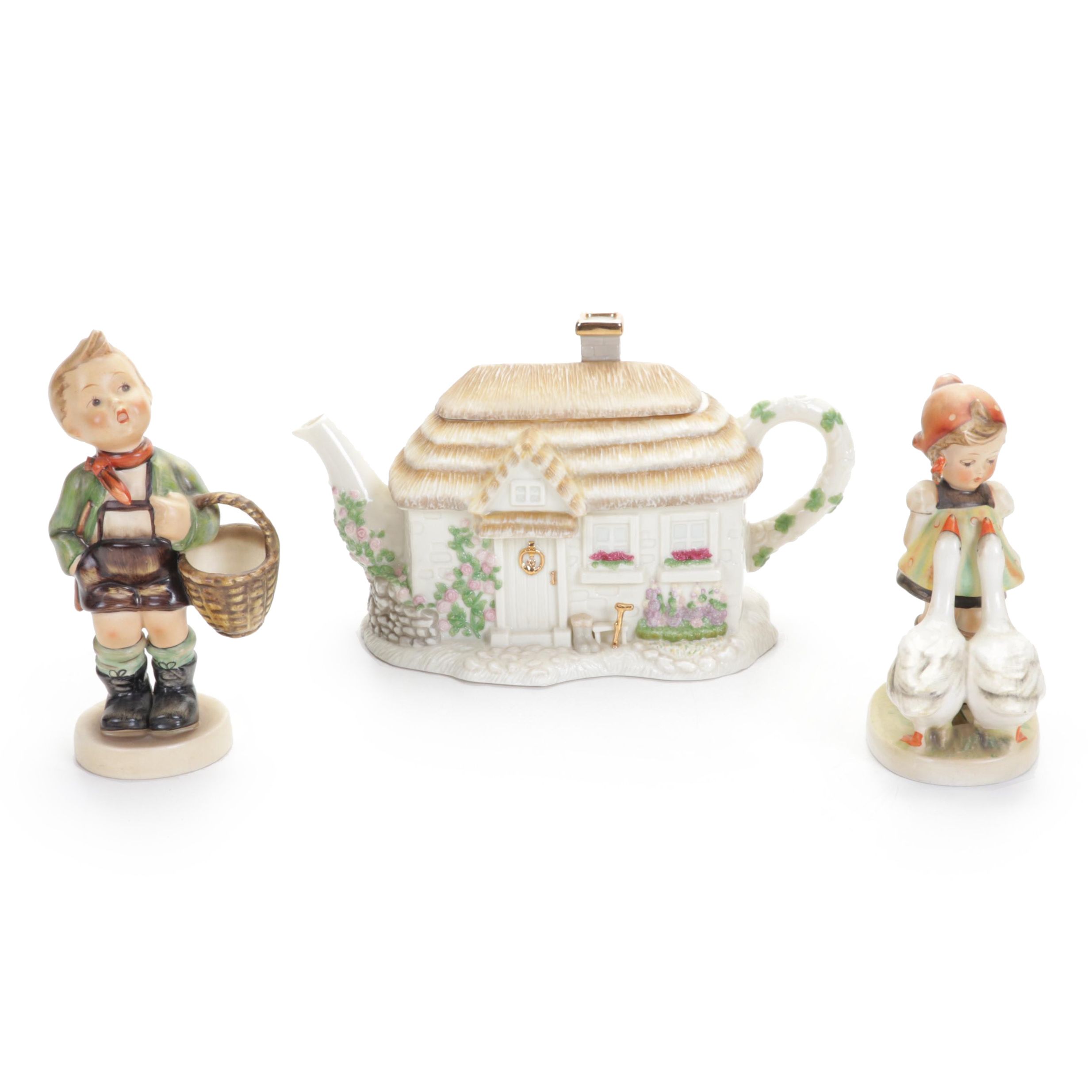 Lenox Bone China "Irish Blessing" Teapot with Goebel Hummel Figurines