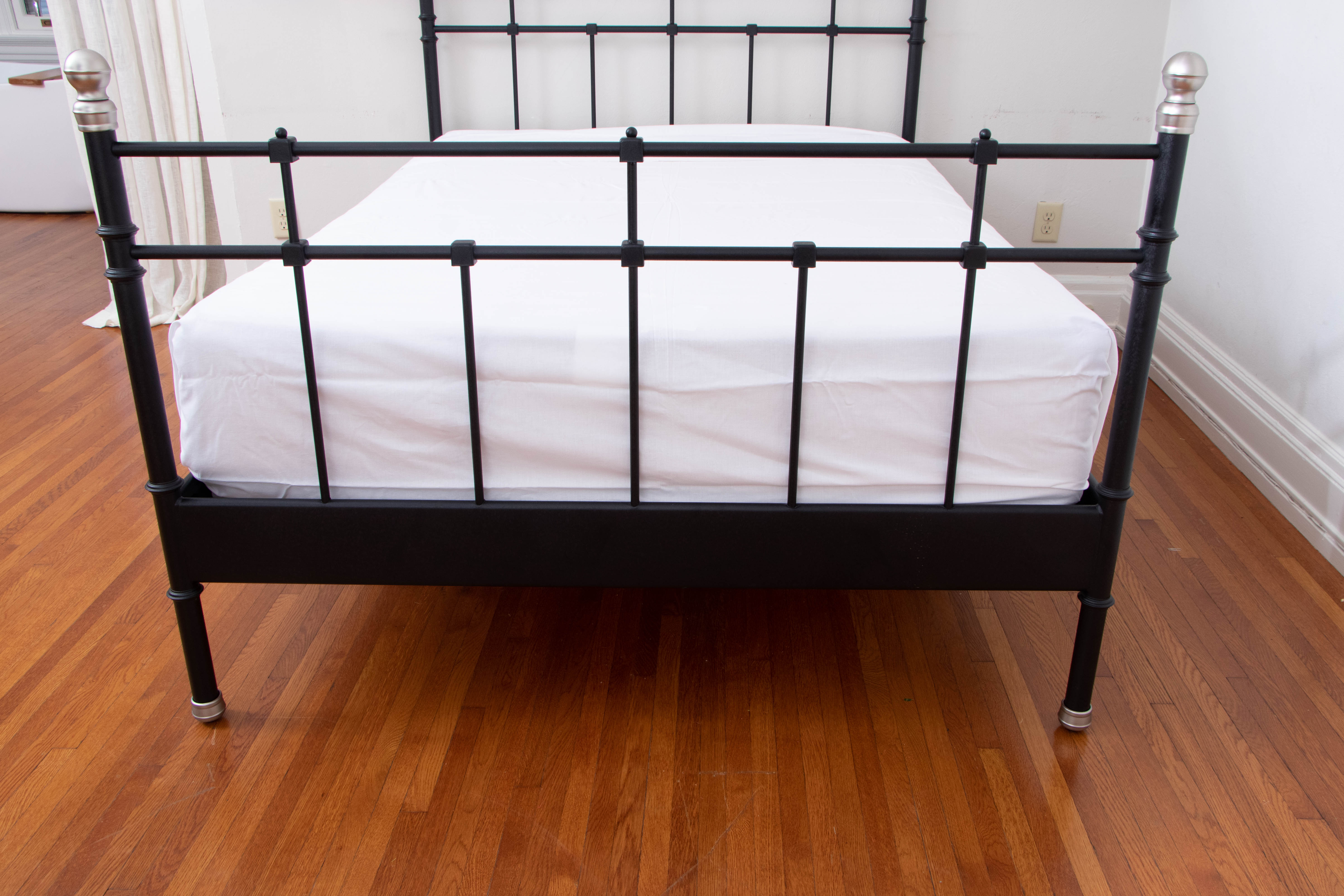 IKEA "Svelvik" Black Satinized Metal Full Bed Frame with Silver Tone Accents
