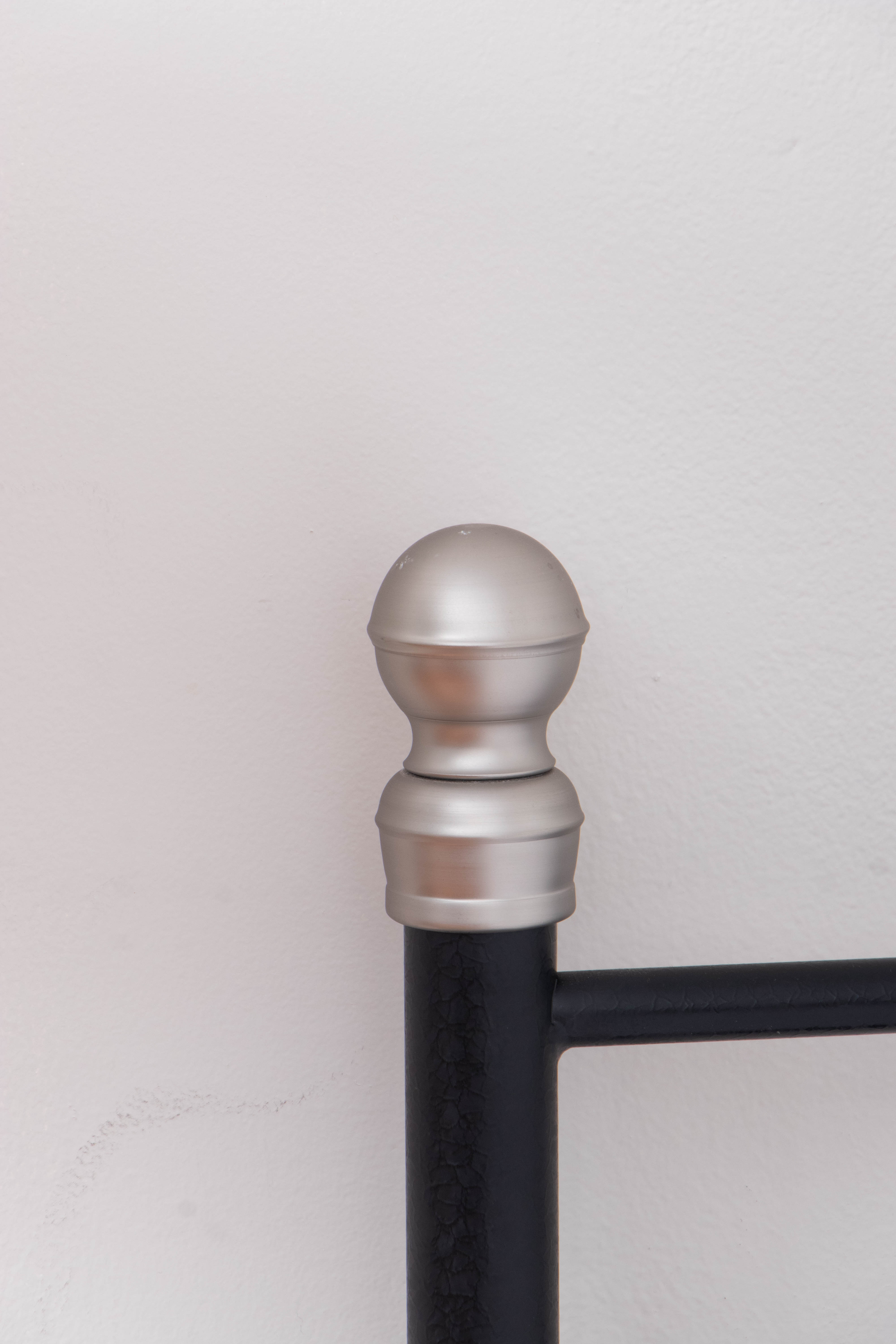 IKEA "Svelvik" Black Satinized Metal Full Bed Frame with Silver Tone Accents