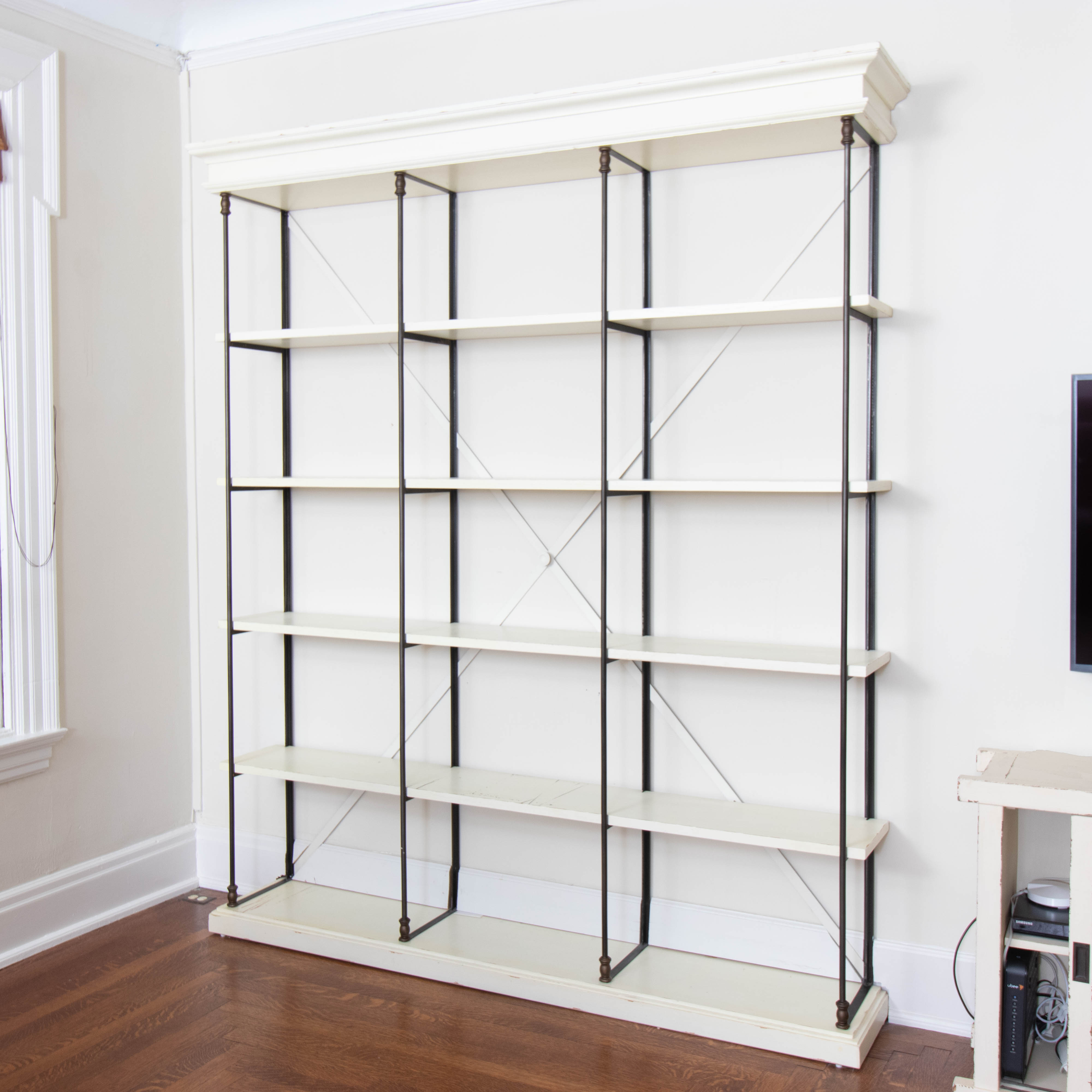 Restoration Hardware "Parisian Cornice" Painted Wood and Steel Étagère