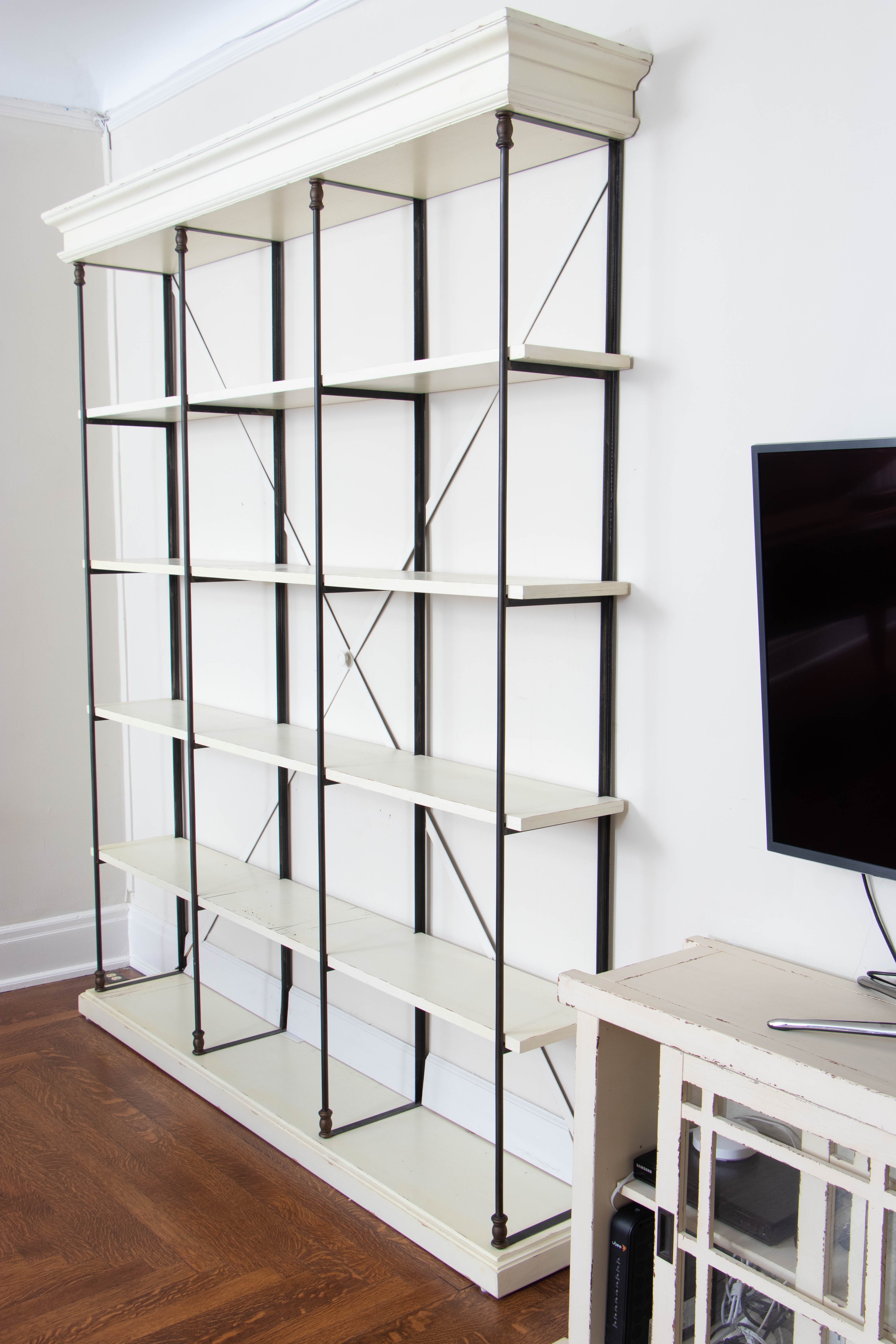 Restoration Hardware "Parisian Cornice" Painted Wood and Steel Étagère