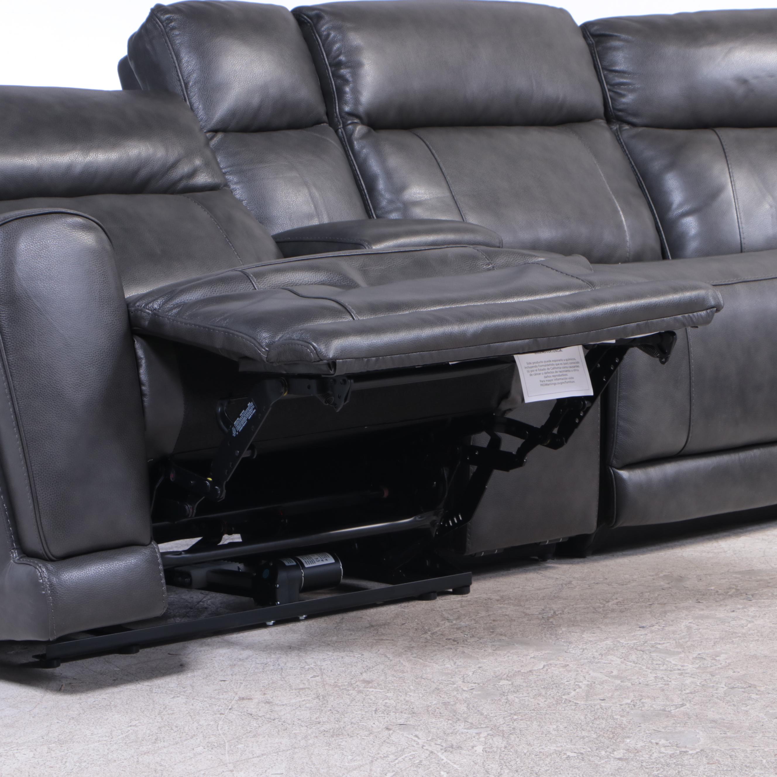 Gilman Creek Lauretta Grey Leather Power Sectional