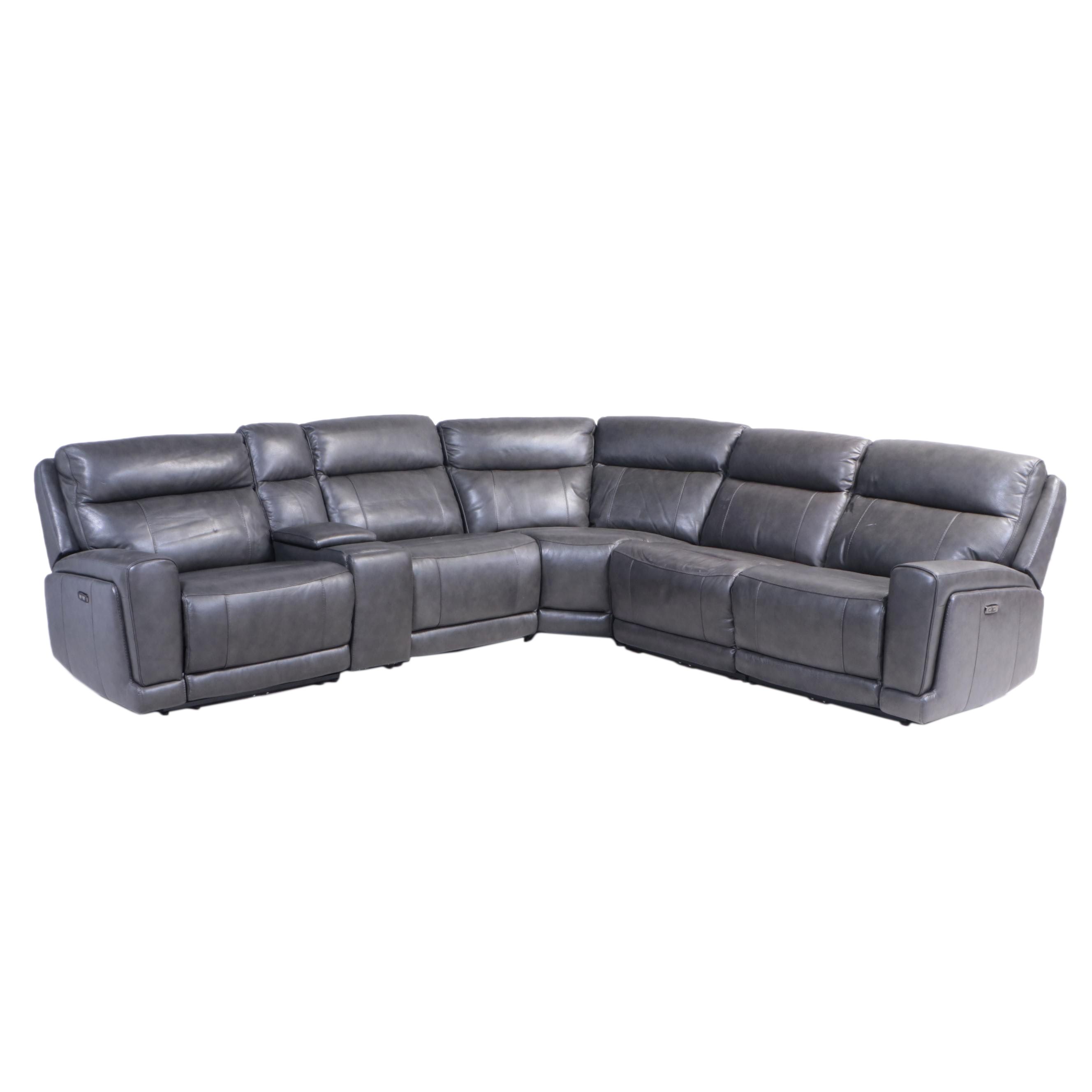 Gilman Creek Lauretta Grey Leather Power Sectional