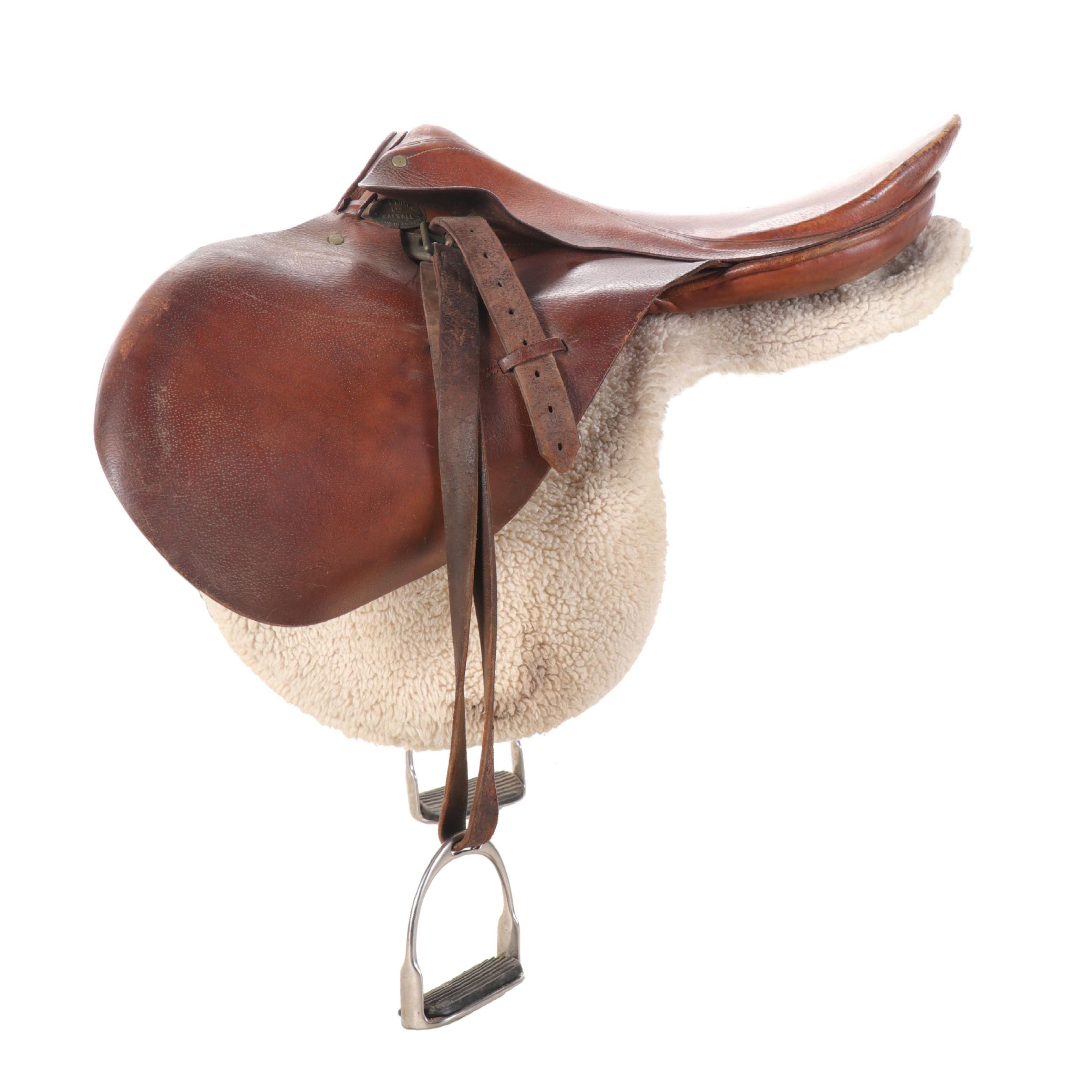 John E. Butler Leather 15.5" All Purpose English Saddle, Mid-20th Century