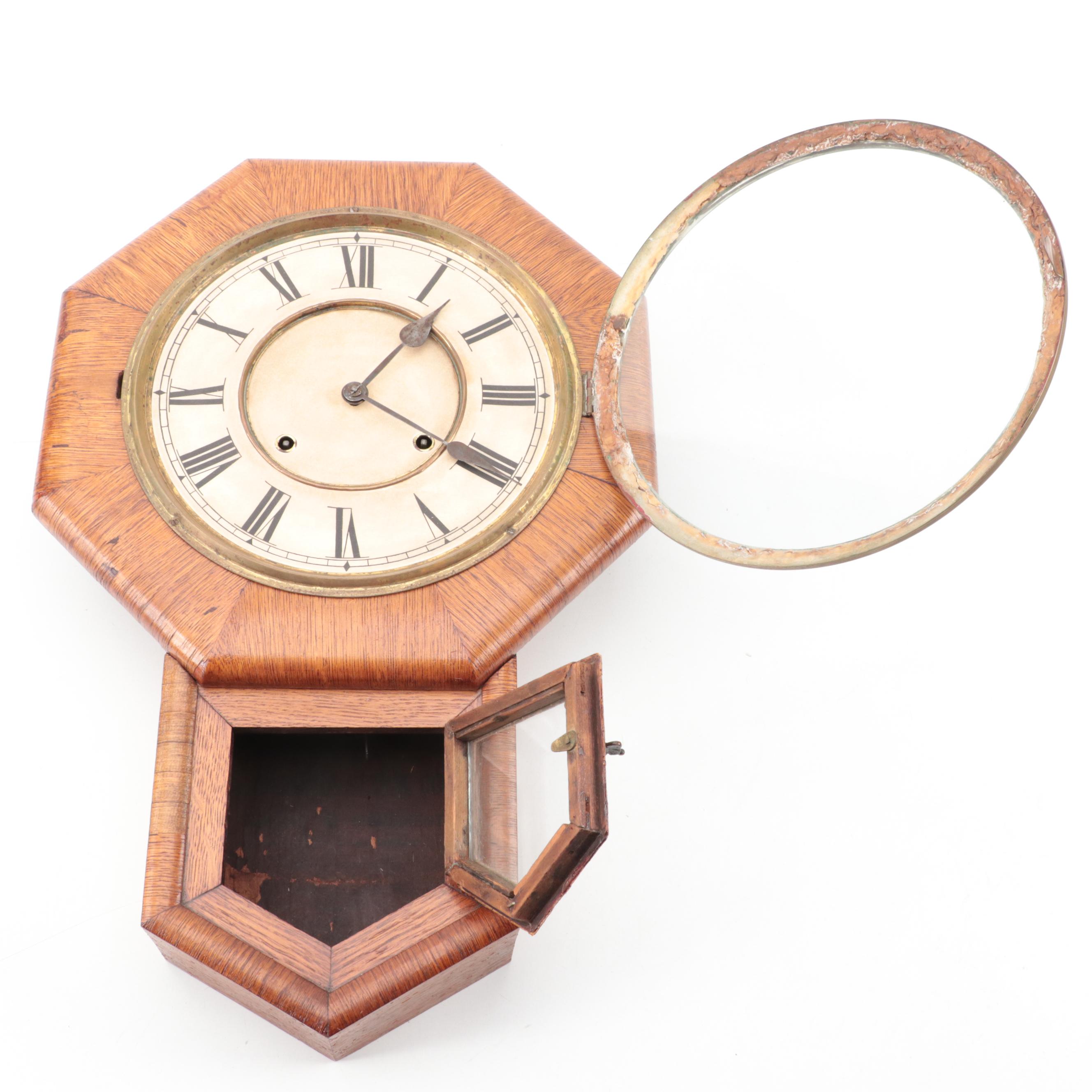 Oak Waterbury Schoolhouse Wall Clock