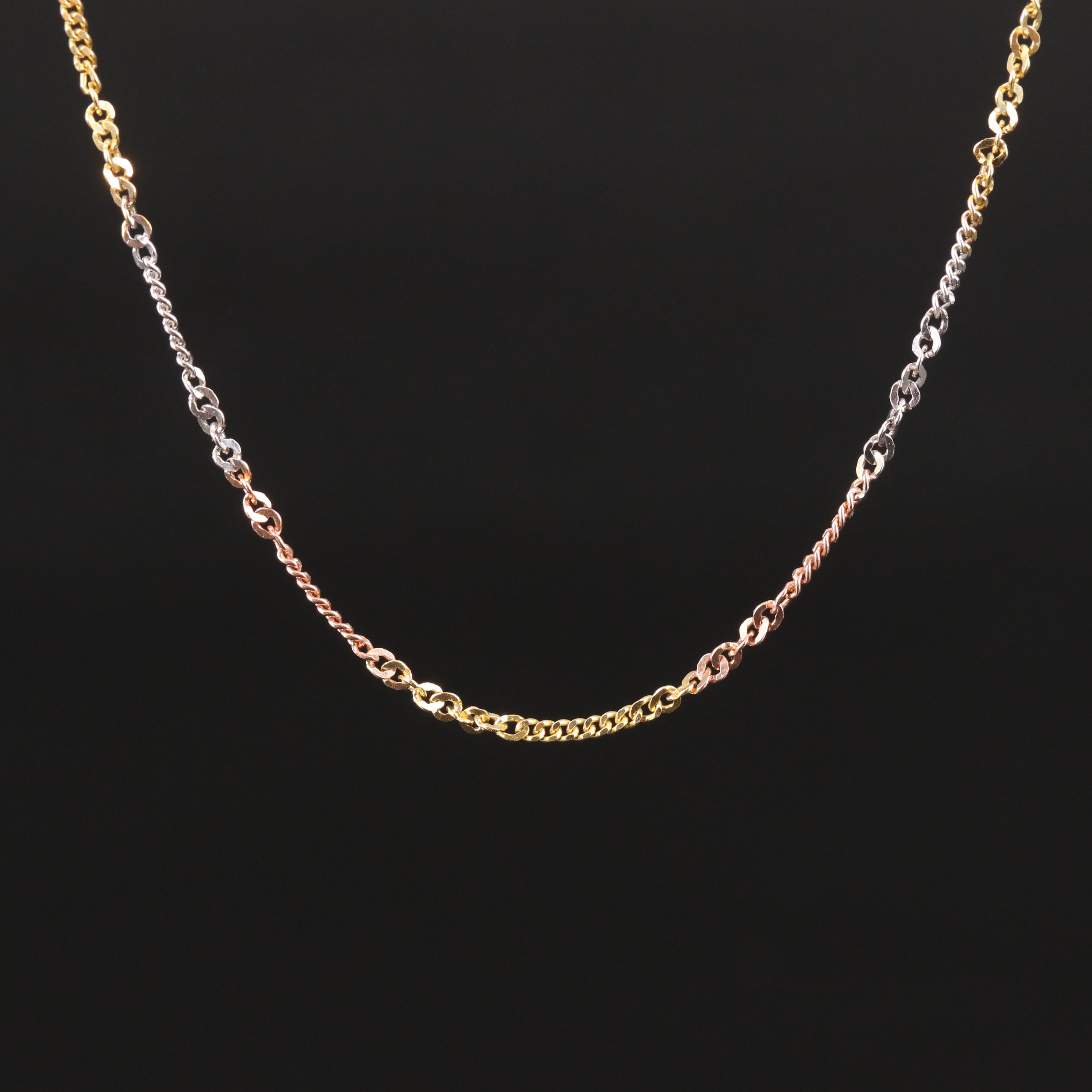 Italian Tri-Color 14K Chain Necklace