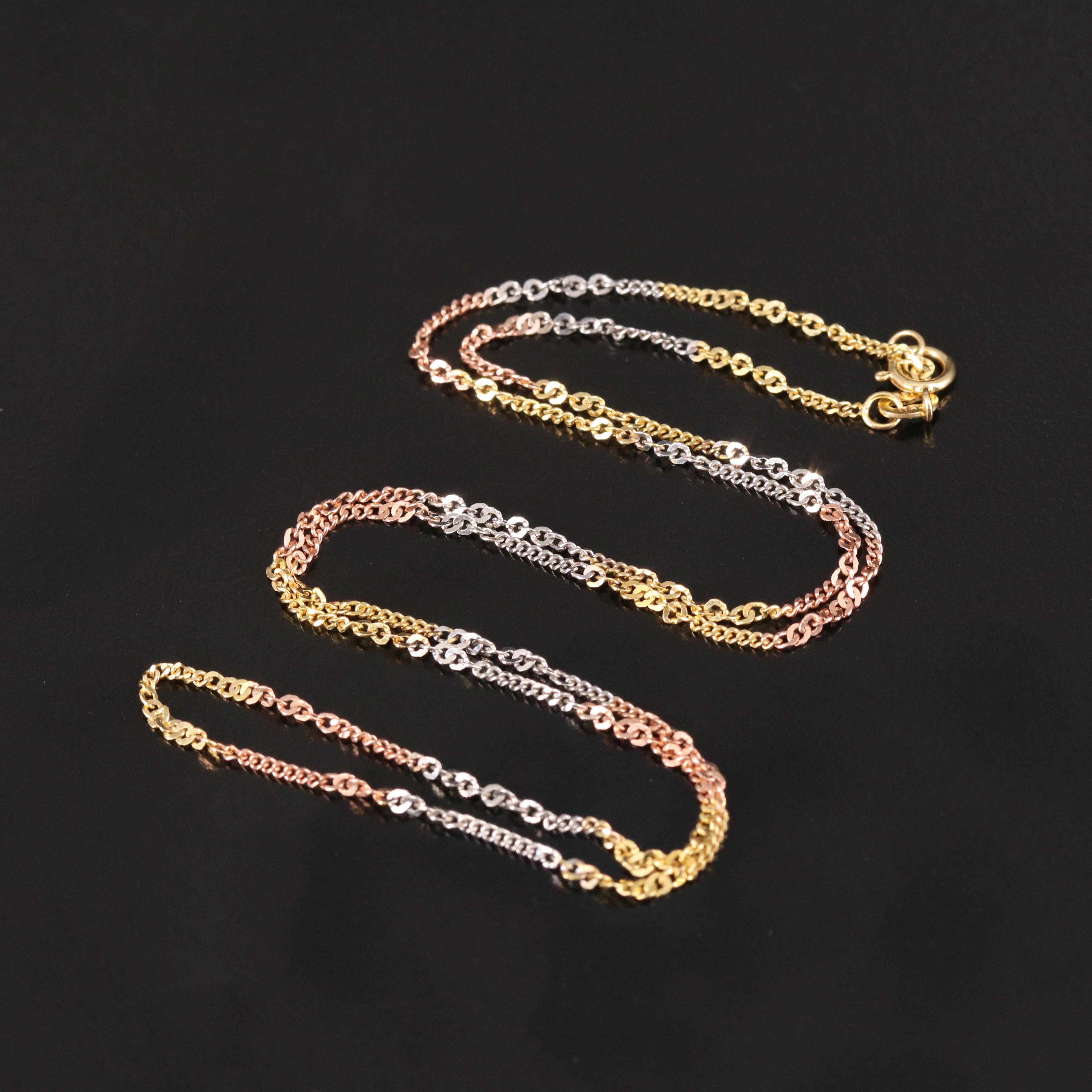 Italian Tri-Color 14K Chain Necklace