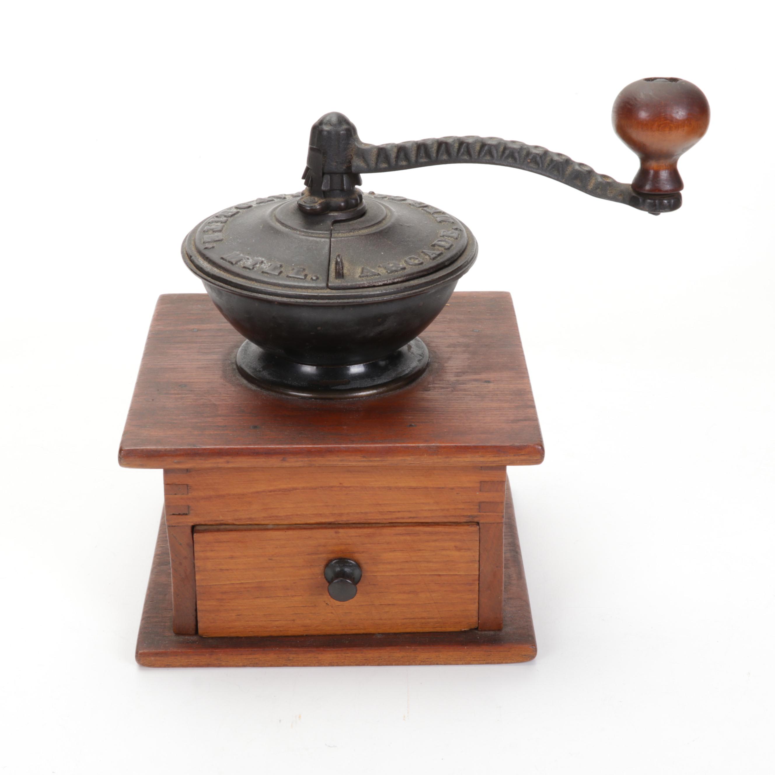 Arcade Mfg. Co. Hand Cranked Coffee Grinder, Wooden Spice Jars, and More