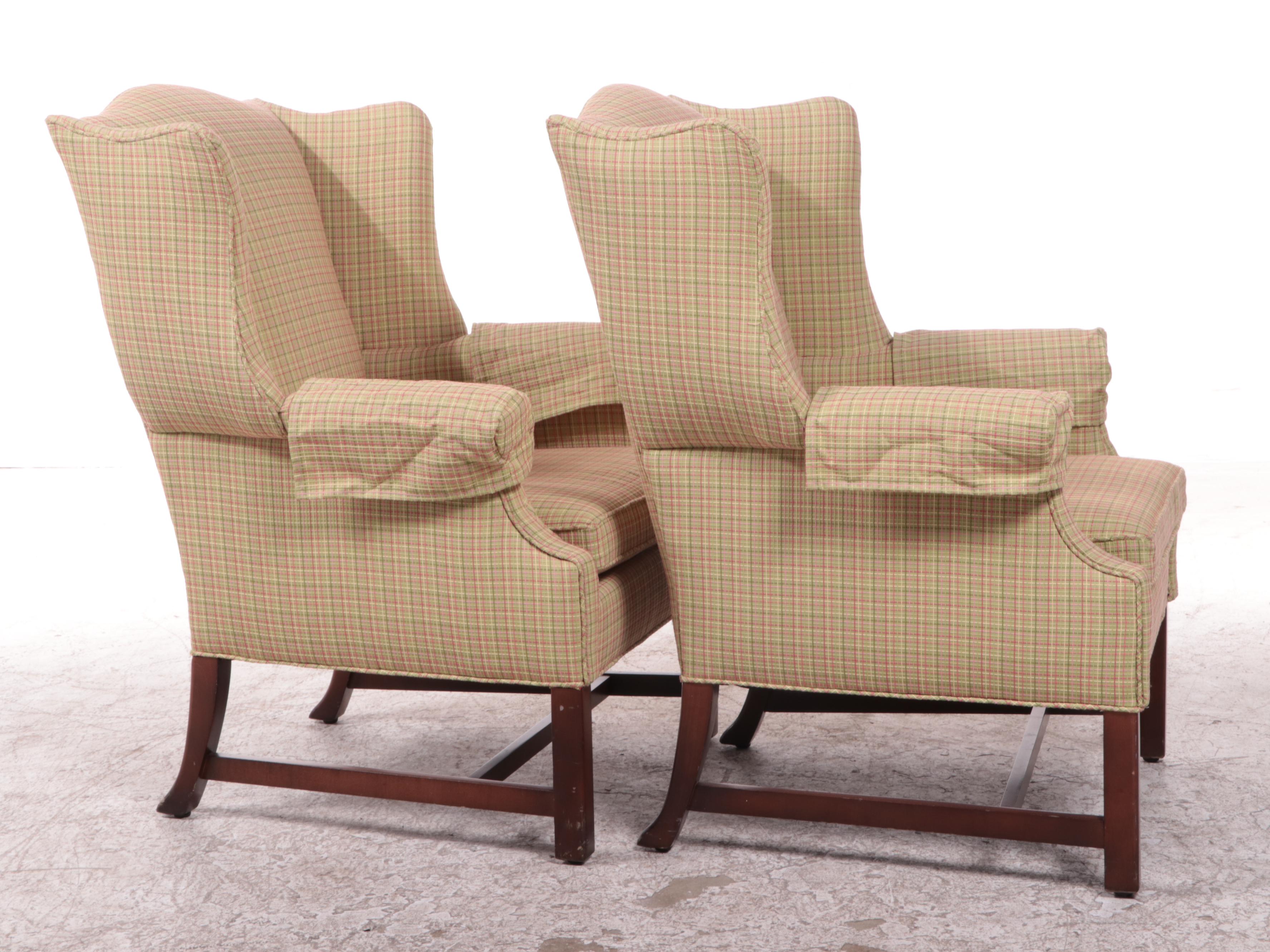 Unique Furniture Enterprises, Pair of Wingback Chairs and Ottoman EBTH