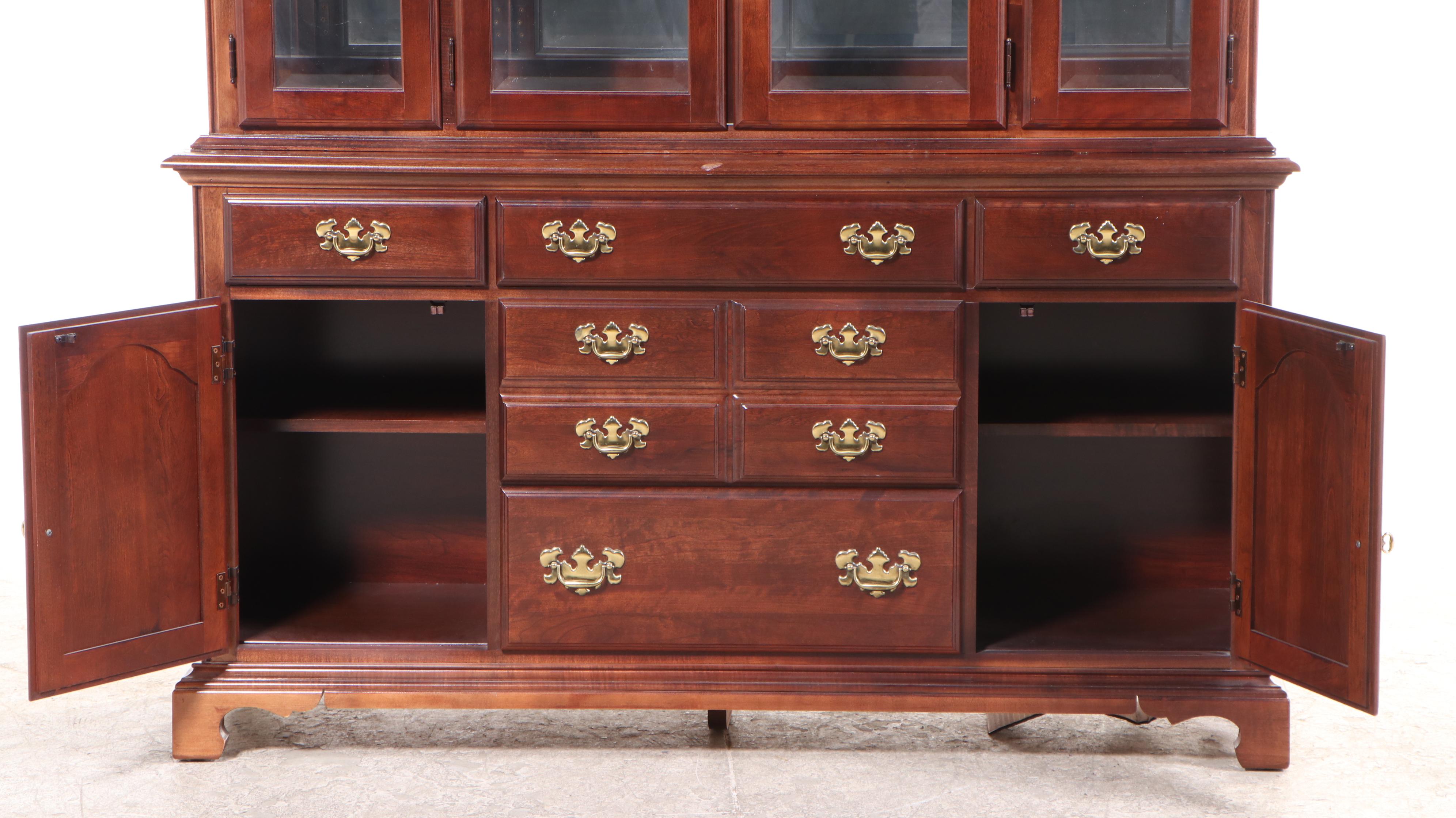American Drew Colonial Style Maple China Cabinet