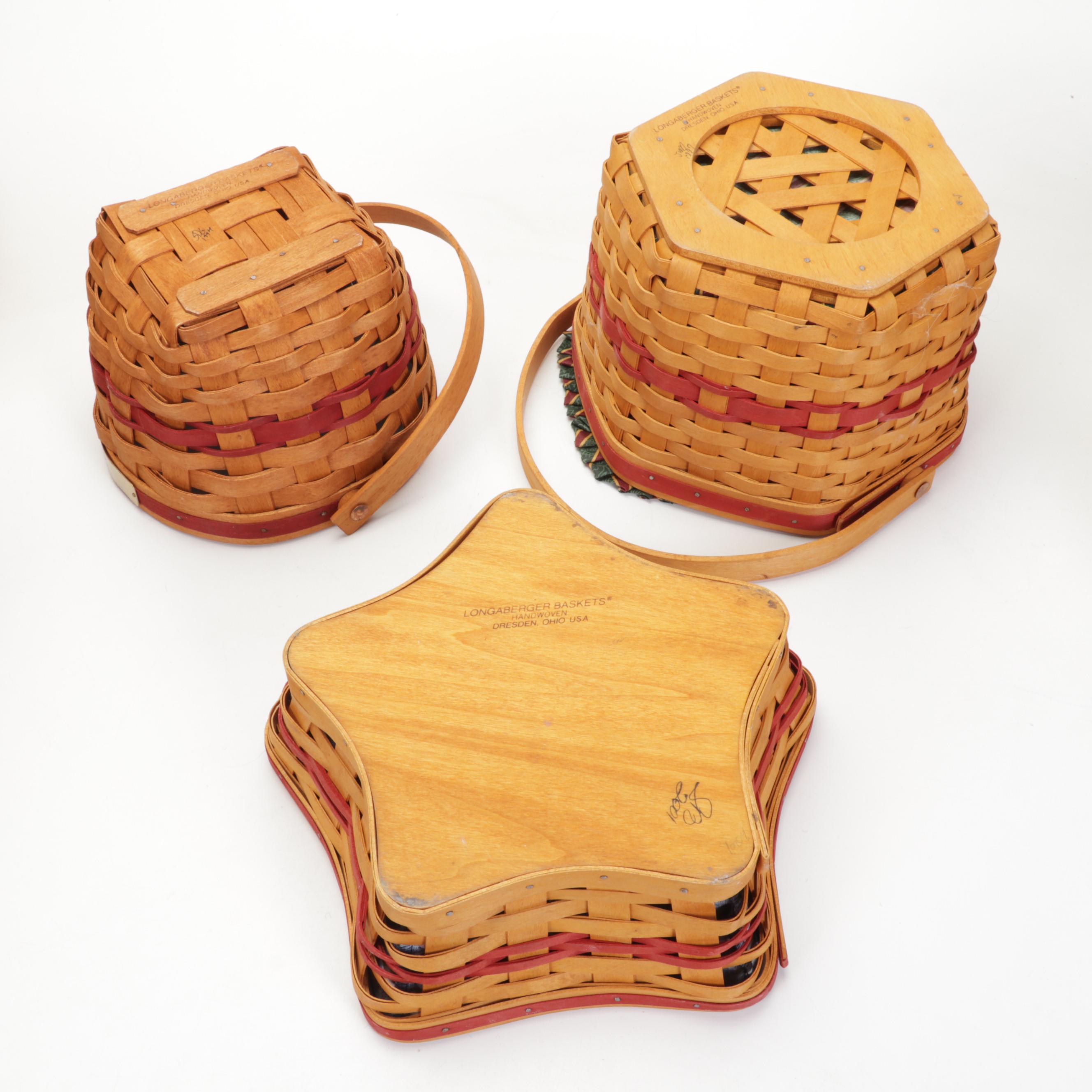 Longaberger Christmas Collection Baskets Featuring "1992 Season's Greetings"