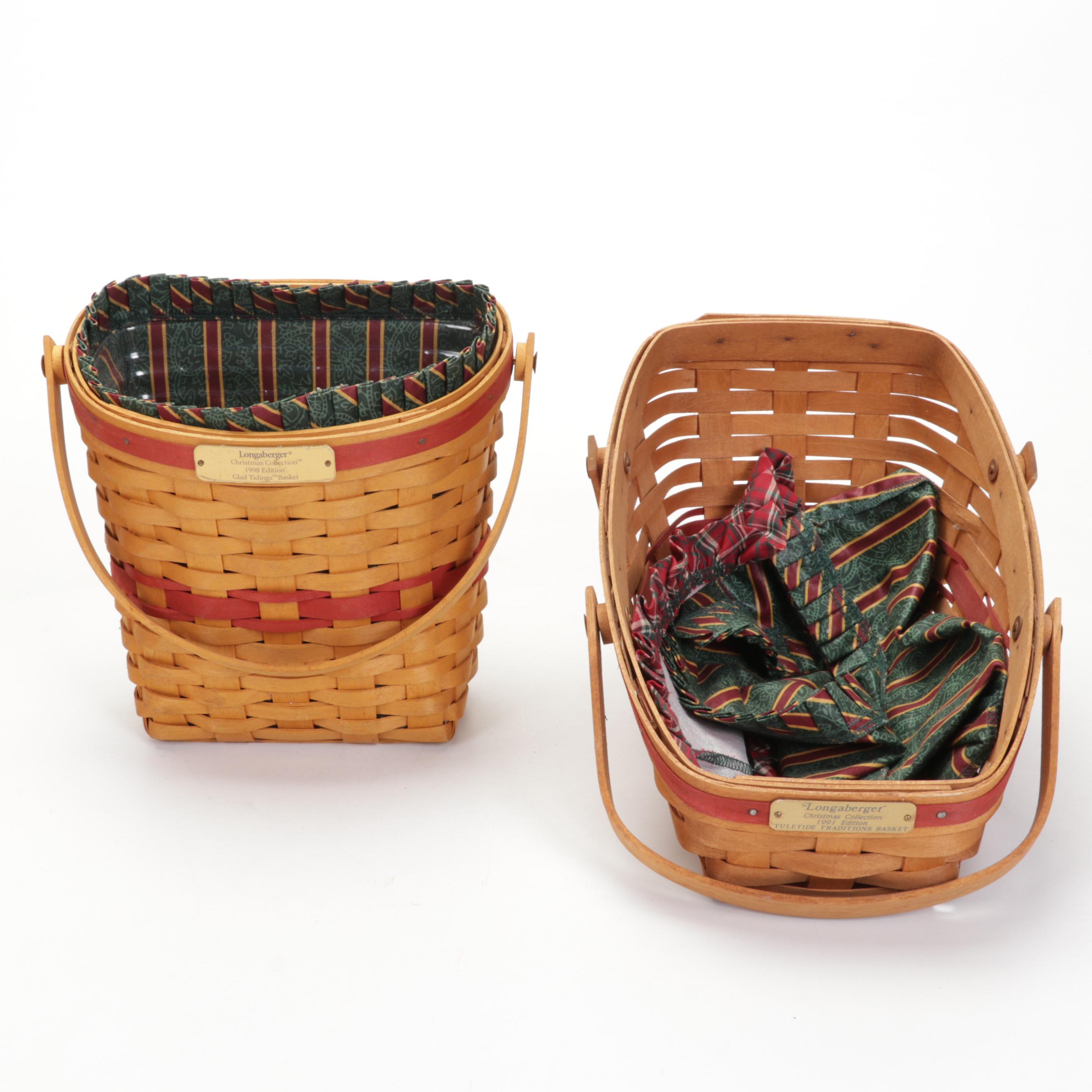 Longaberger Christmas Collection Baskets Featuring "1992 Season's Greetings"
