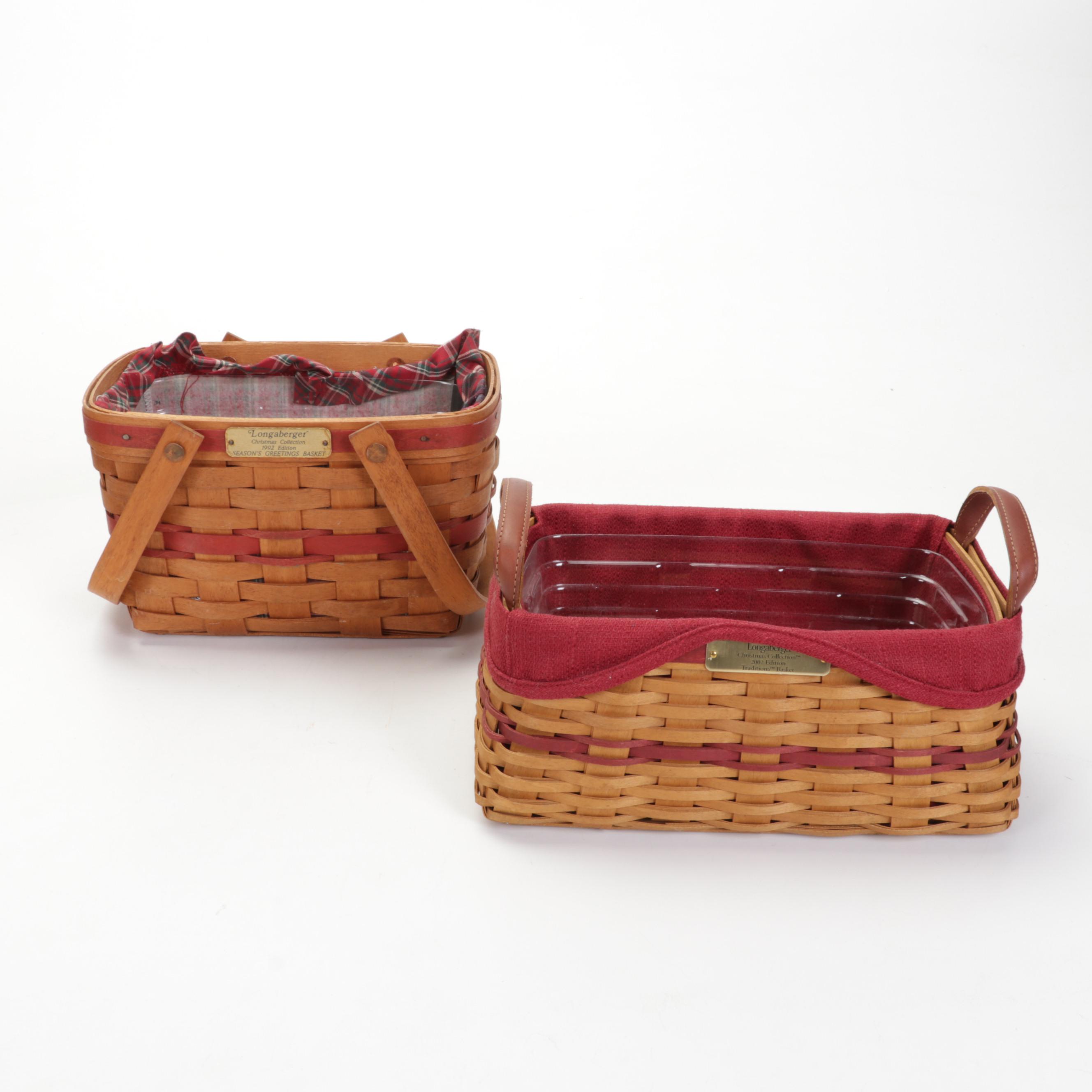 Longaberger Christmas Collection Baskets Featuring "1992 Season's Greetings"