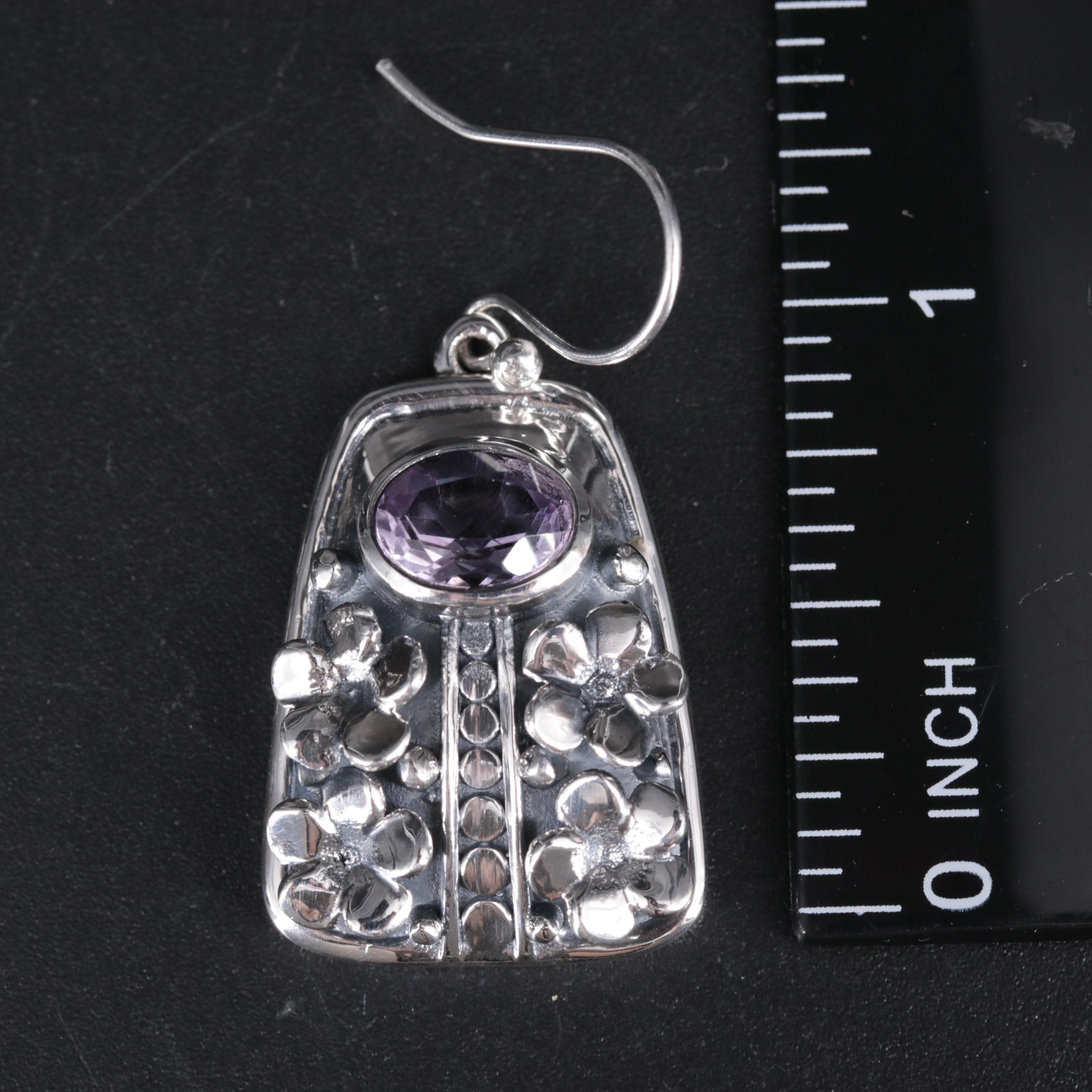 Sterling Silver Floral Earrings Including Gemstones