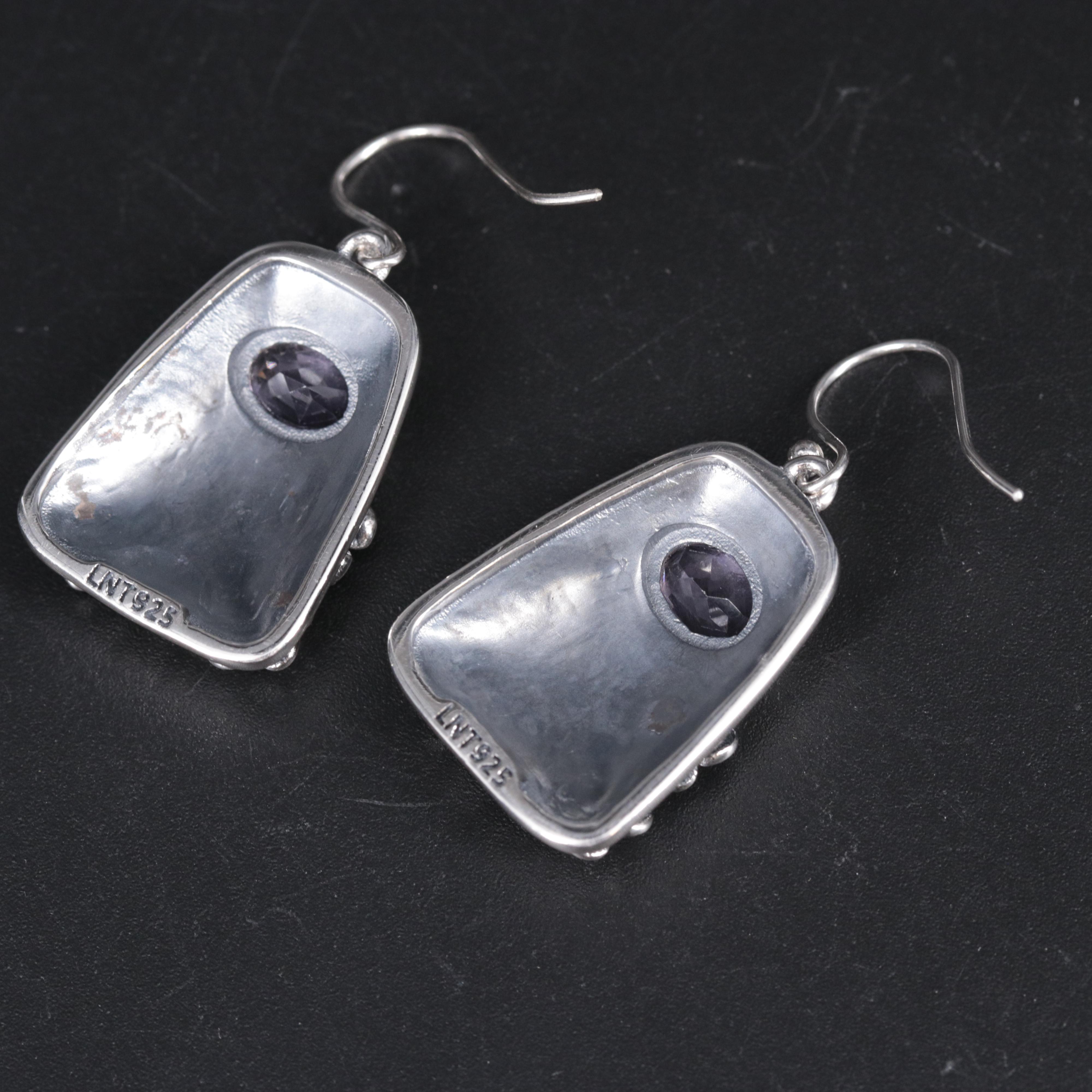 Sterling Silver Floral Earrings Including Gemstones