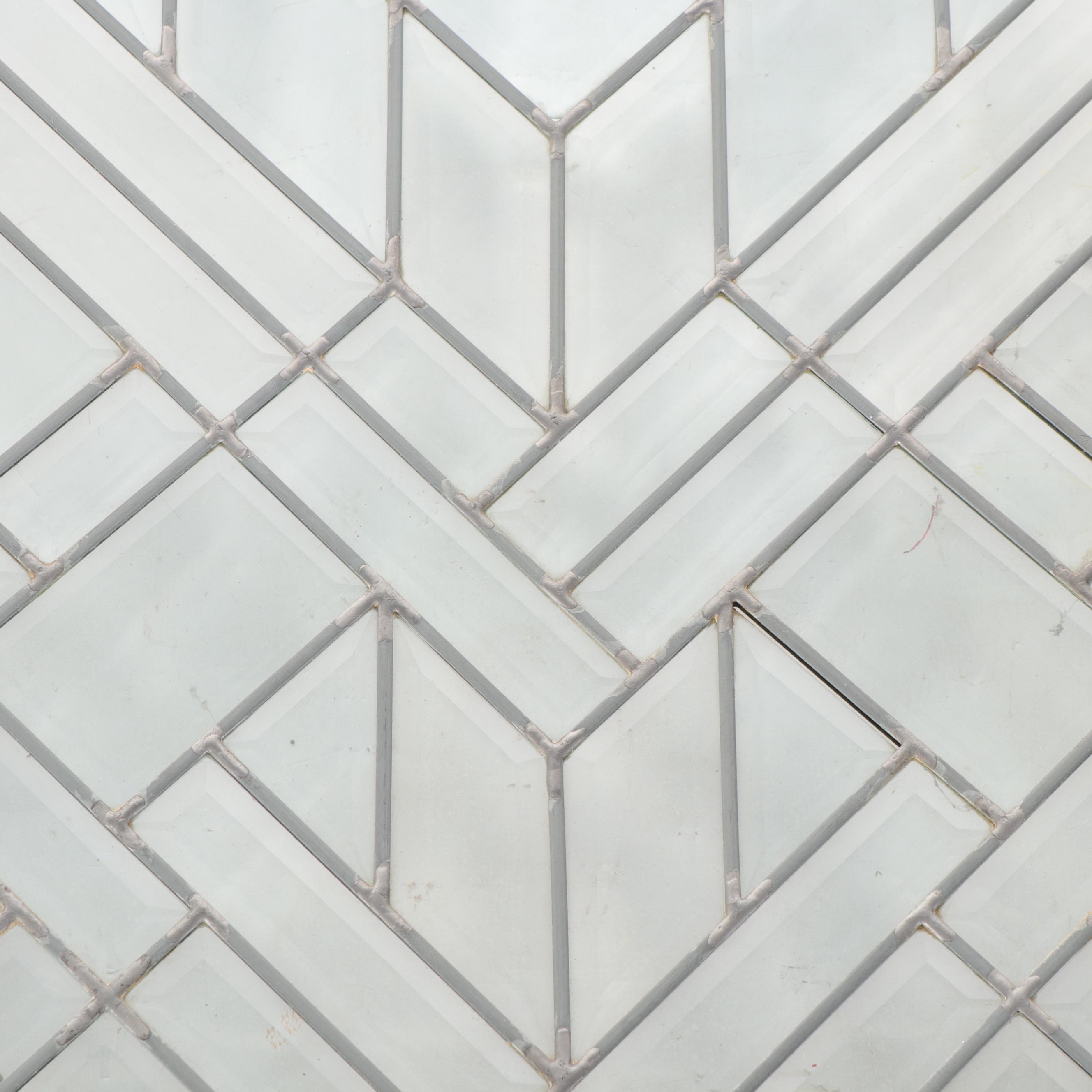 Prairie Style Leaded Glass Window Panes with Upholstered Frames