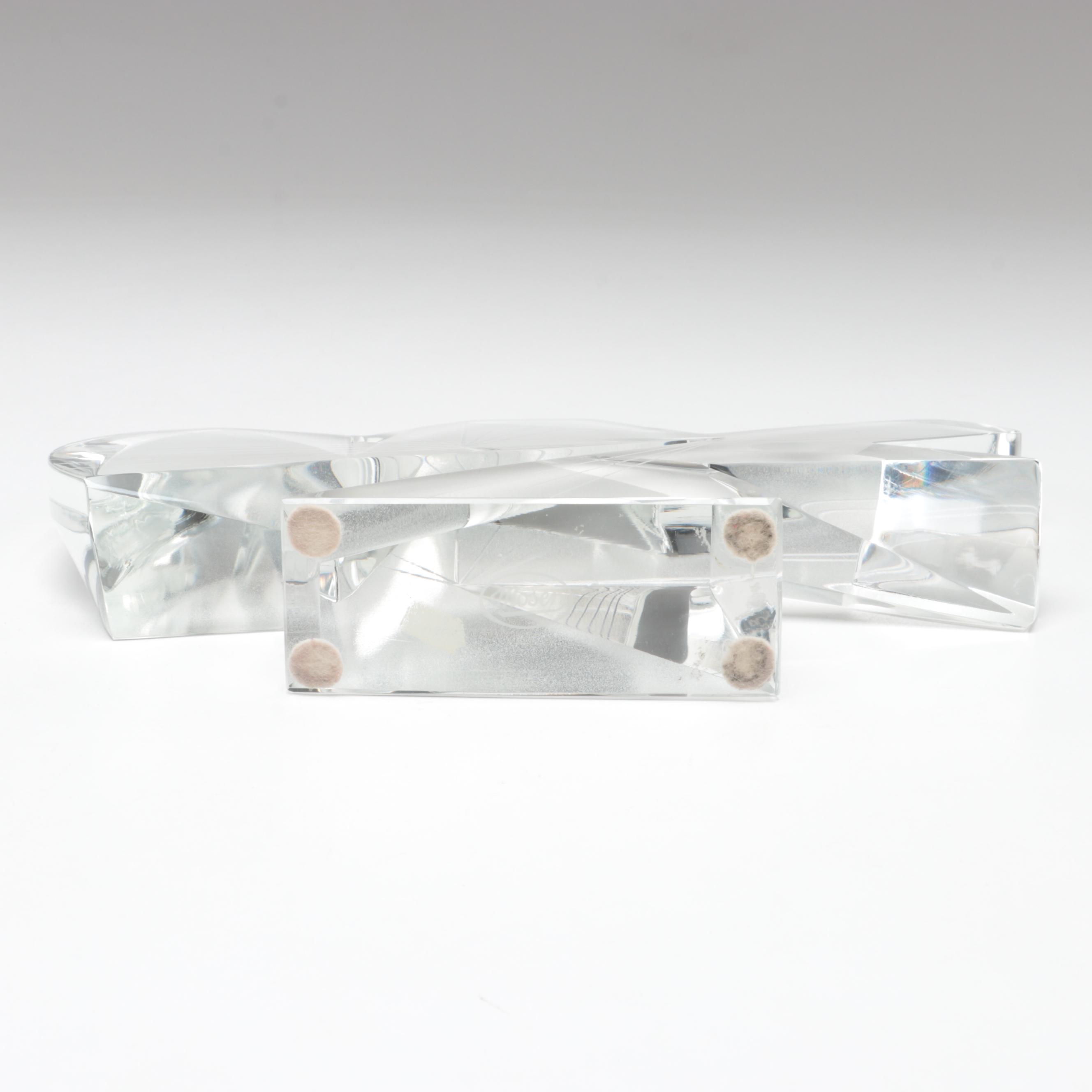 Signed Lubos Metelák for Moser Sandblasted and Engraved Modernist Glass Figurine