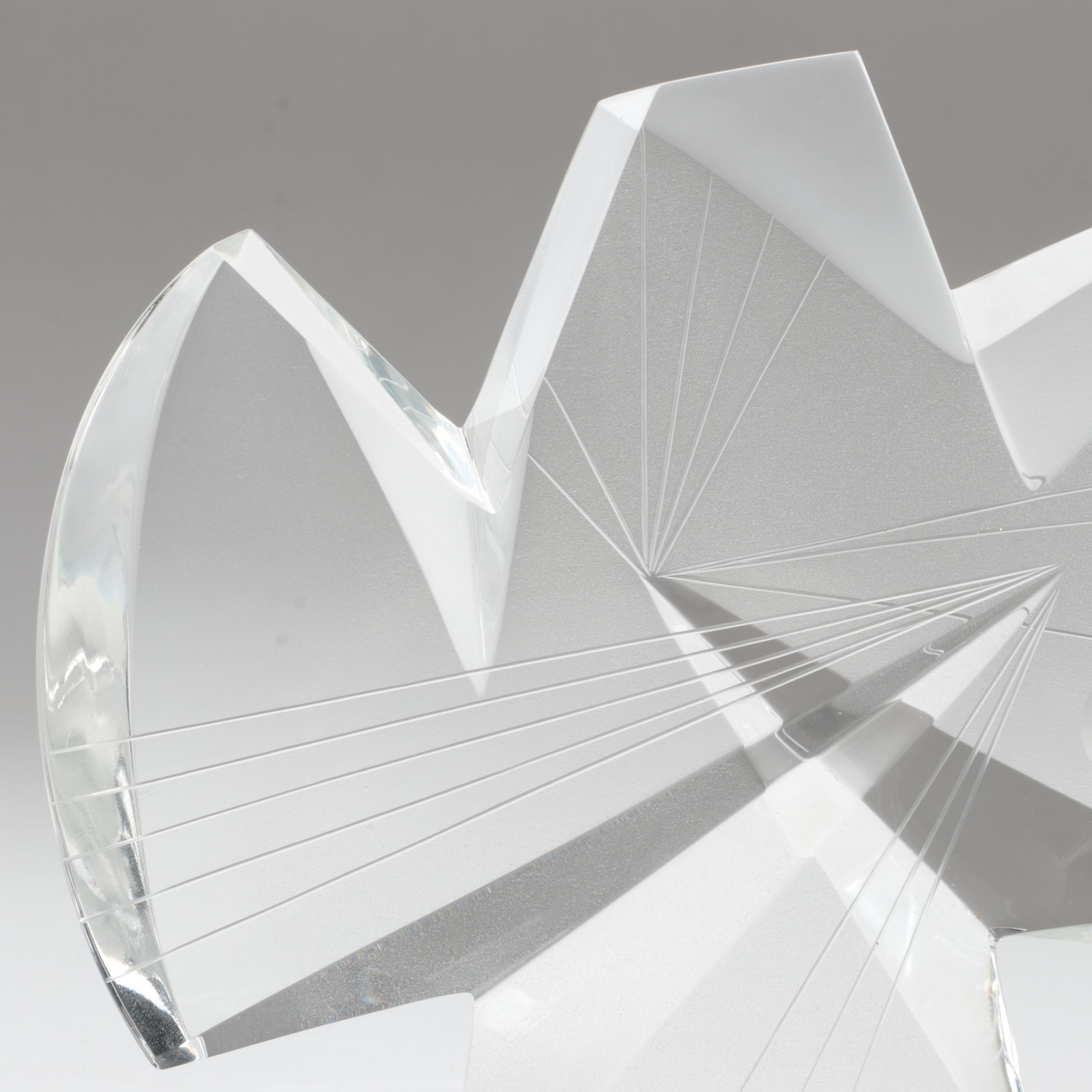 Signed Lubos Metelák for Moser Sandblasted and Engraved Modernist Glass Figurine