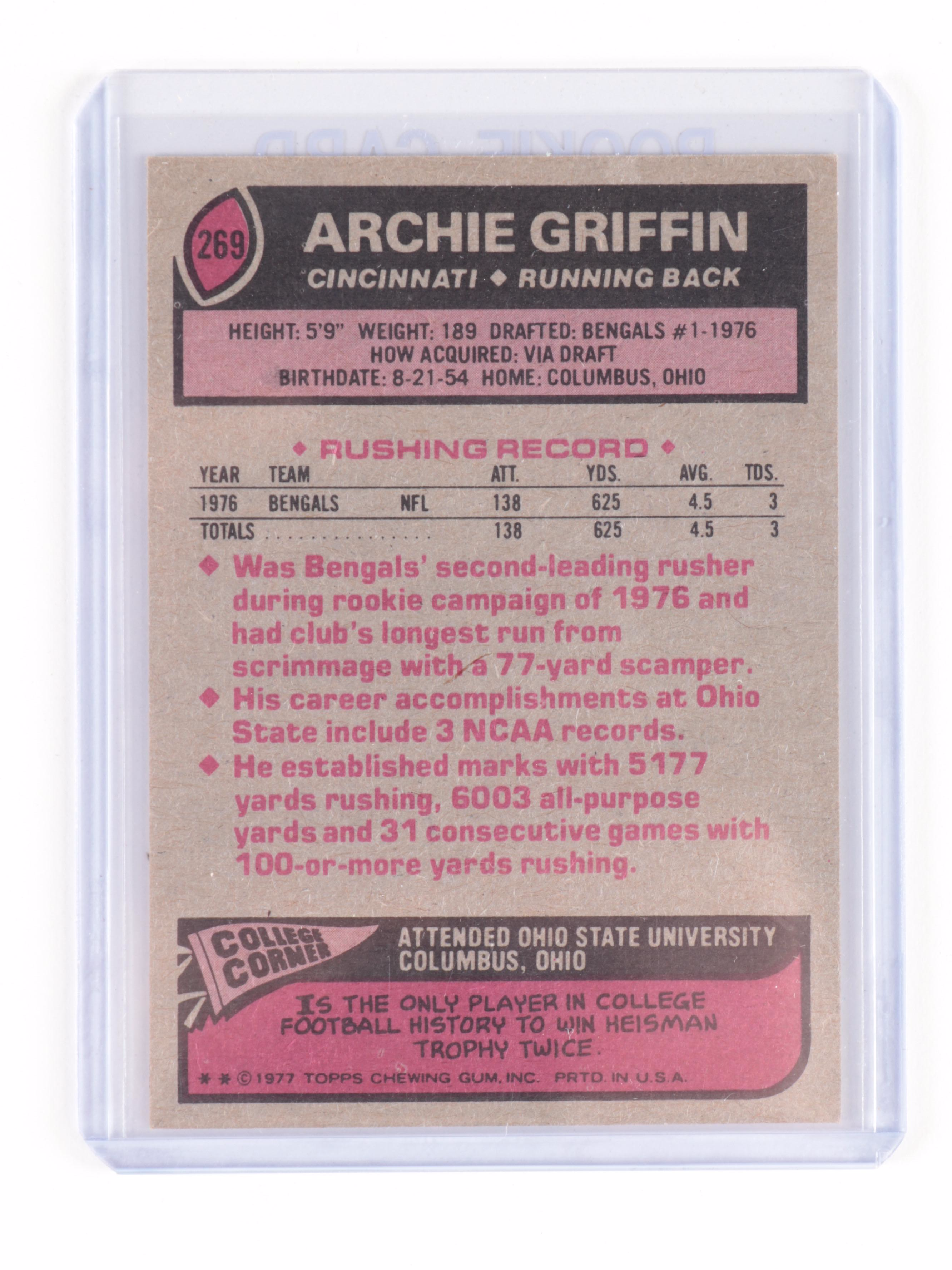 Topps Cincinnati Bengals Rookie Football Cards With Griffin, More, 1970s–1990s