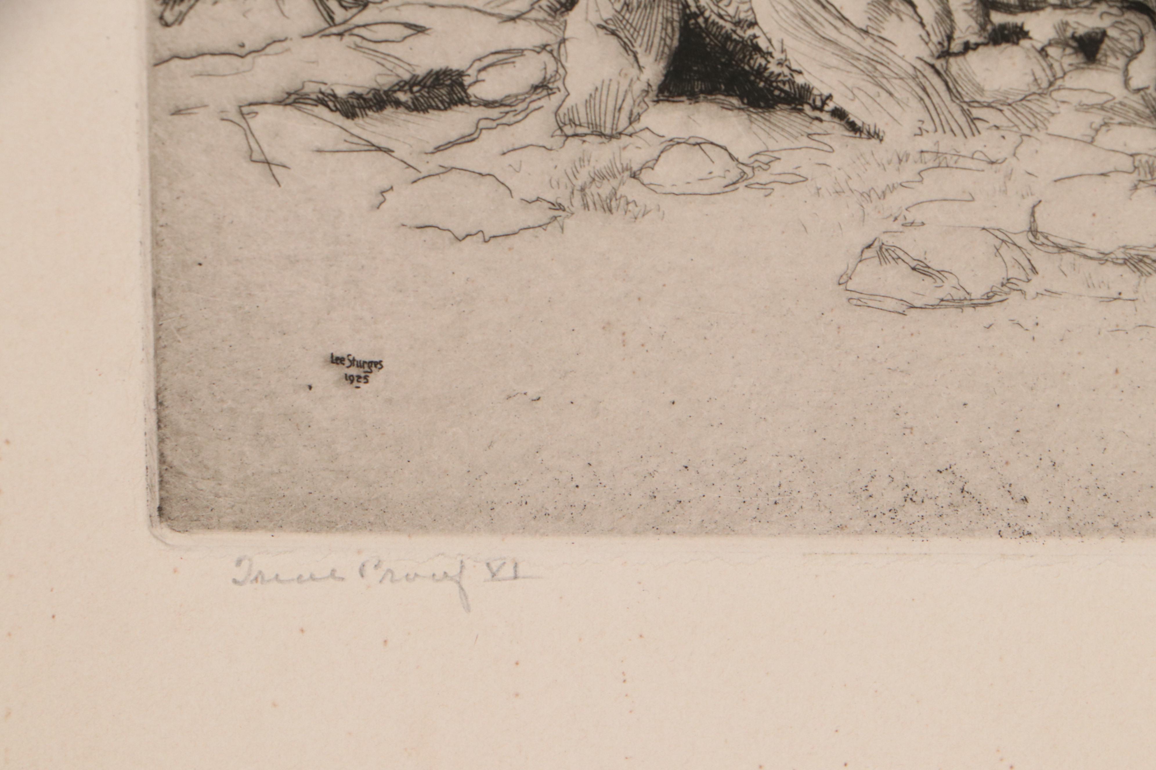 Lee Sturges Etching "A Veteran of the Timberline," 1925