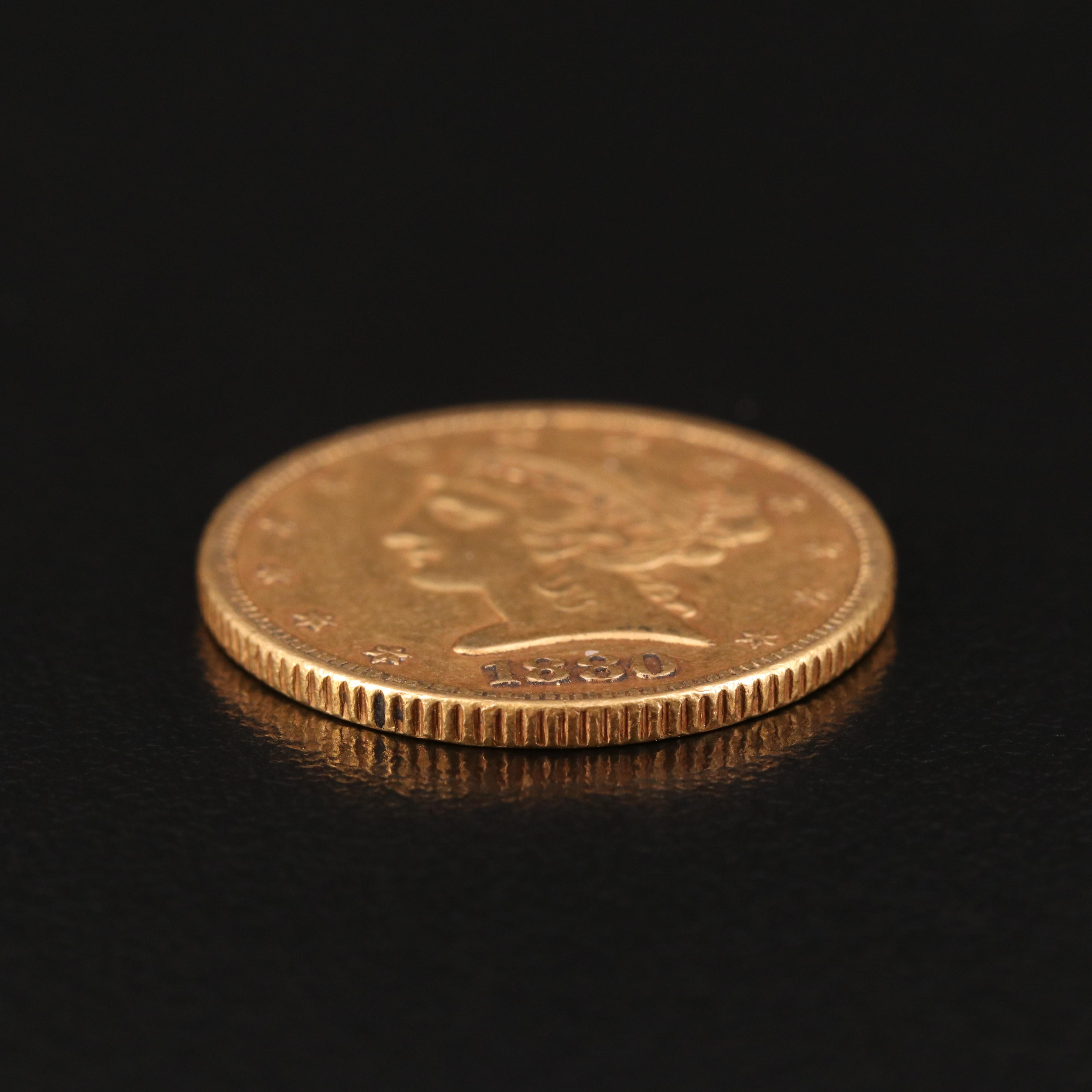 1880 Liberty Head $5 Gold Coin