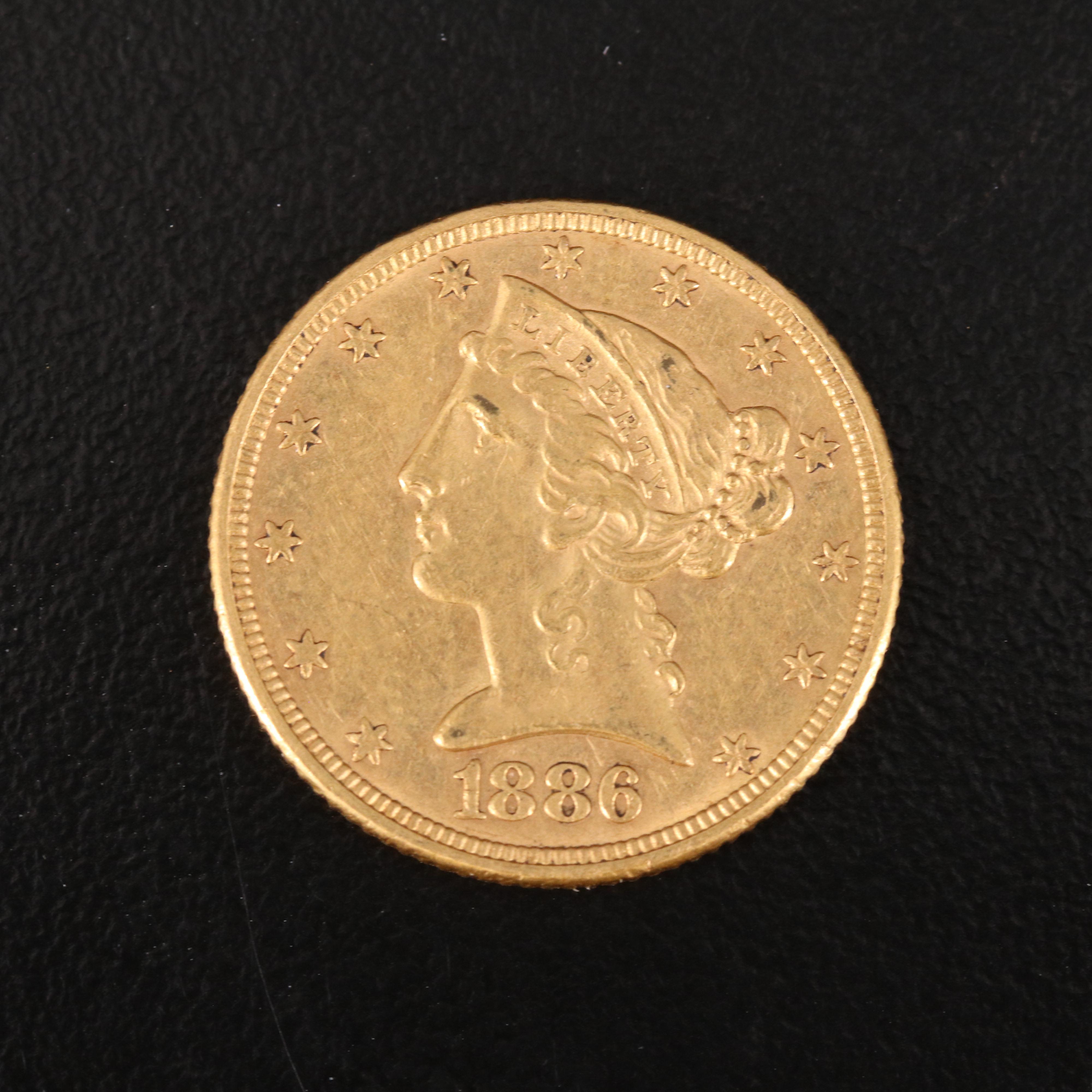 1886 Liberty Head $5 Gold Coin