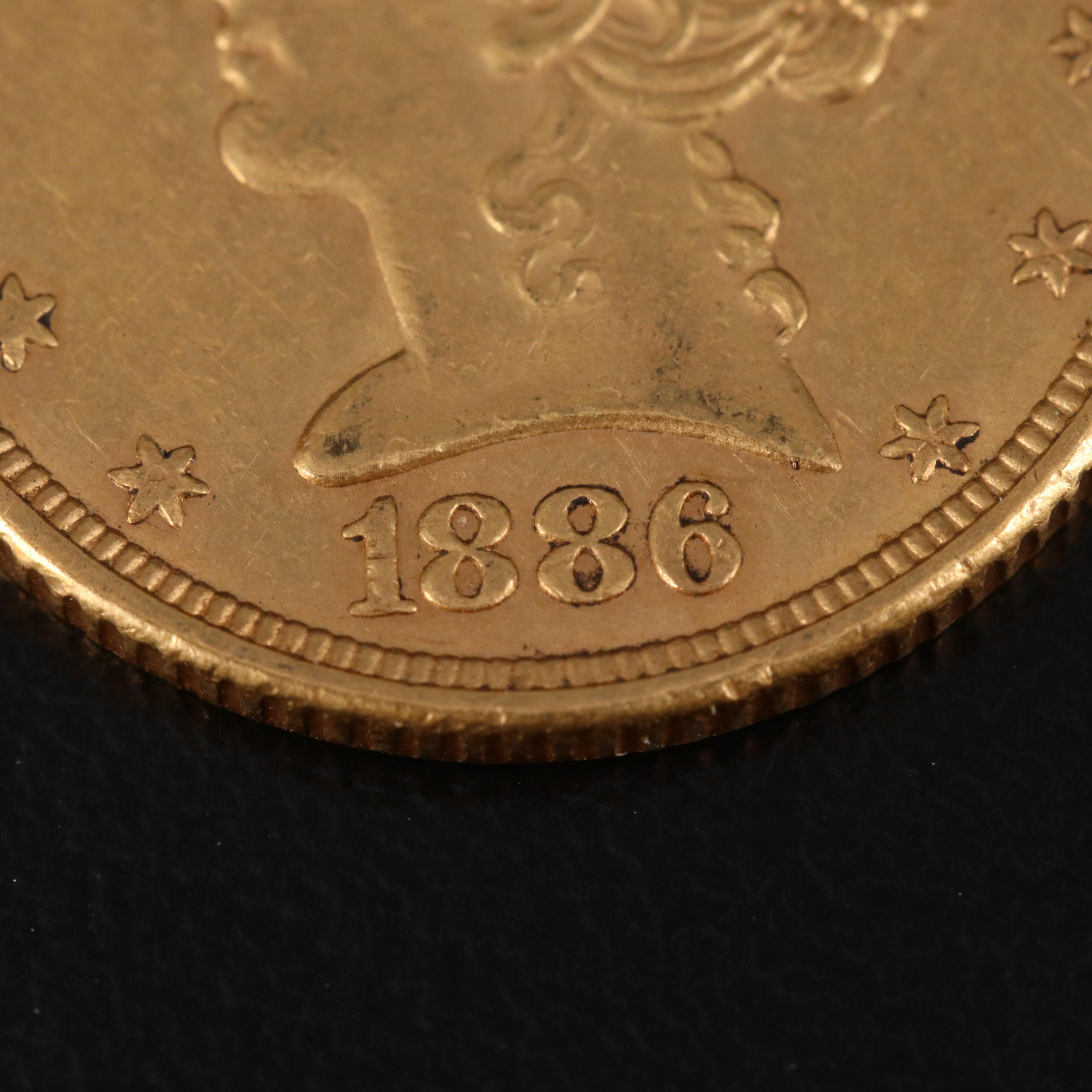 1886 Liberty Head $5 Gold Coin