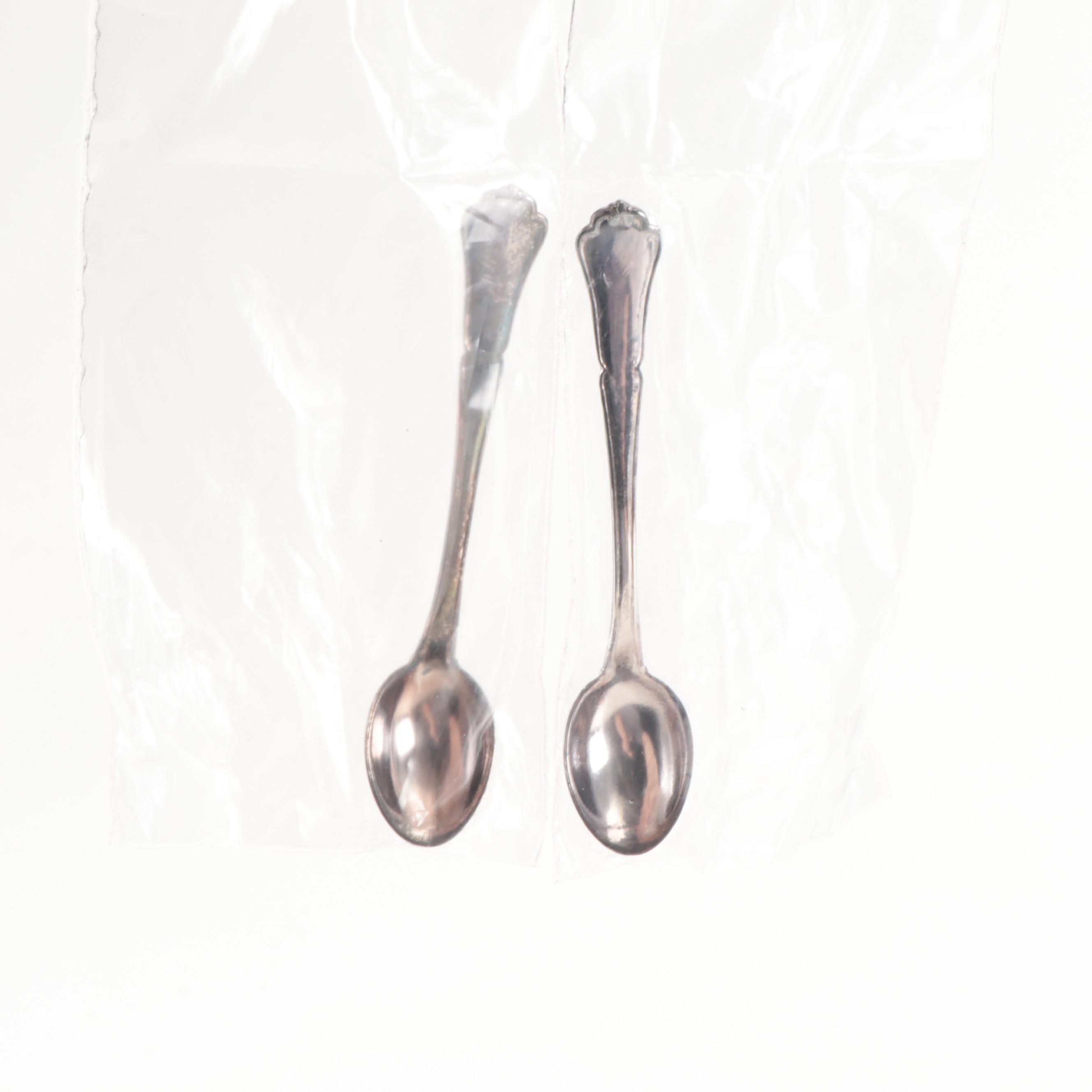 Faberge Crystal Cut to Clear Salt Cellars with Silver Spoons in Presentation Box