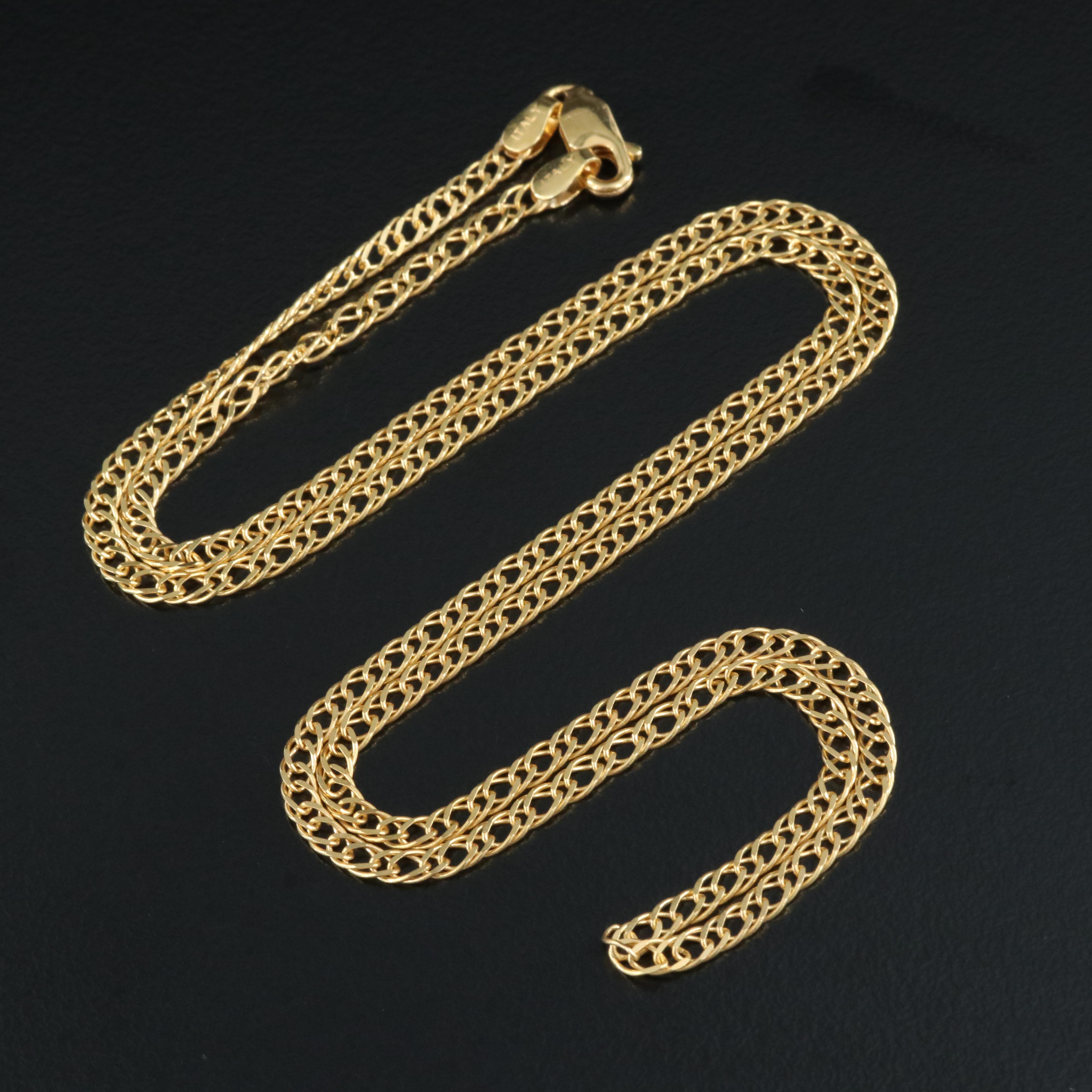 Italian 18K Double Curb Chain Necklace