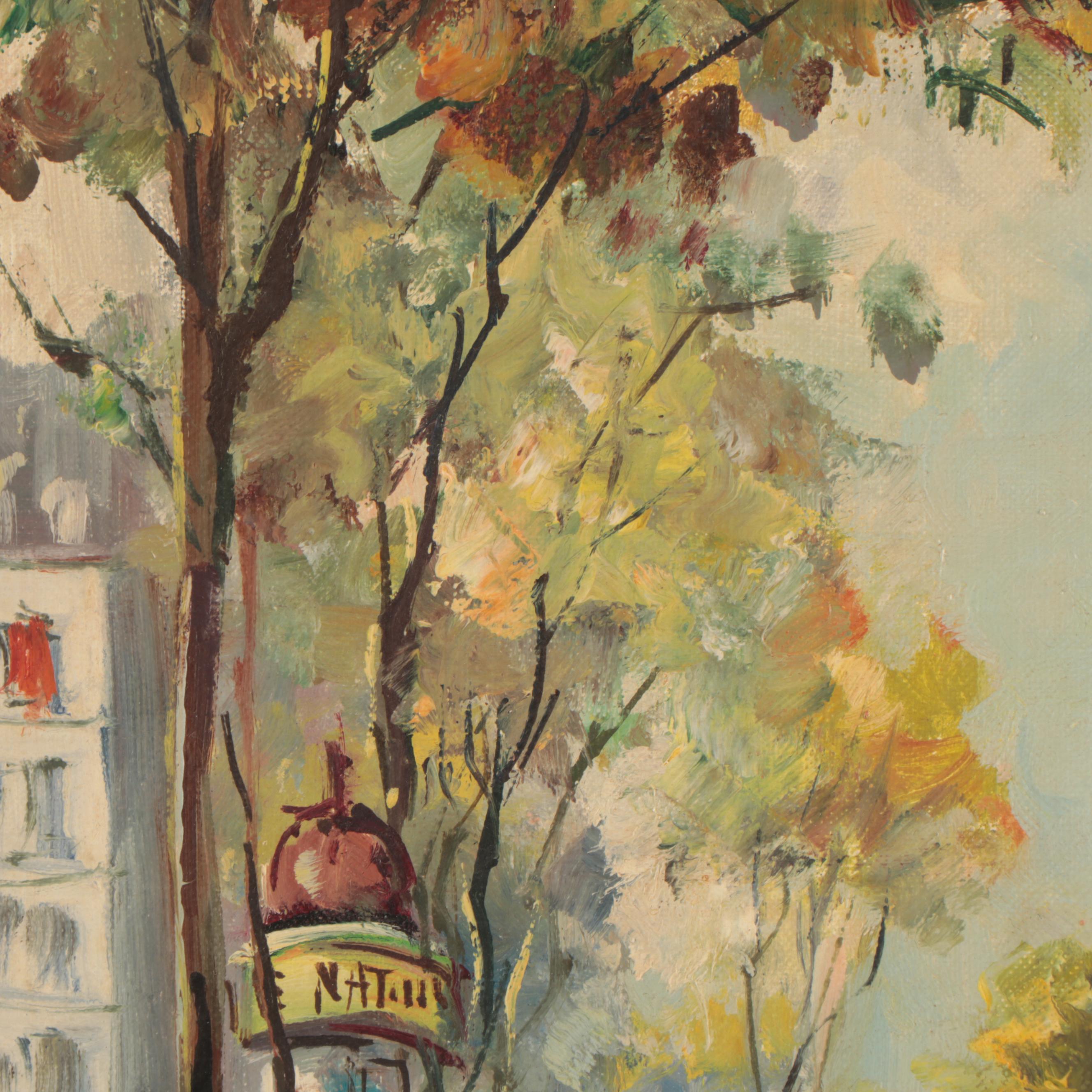 Parisian Boulevard Scene Oil Painting