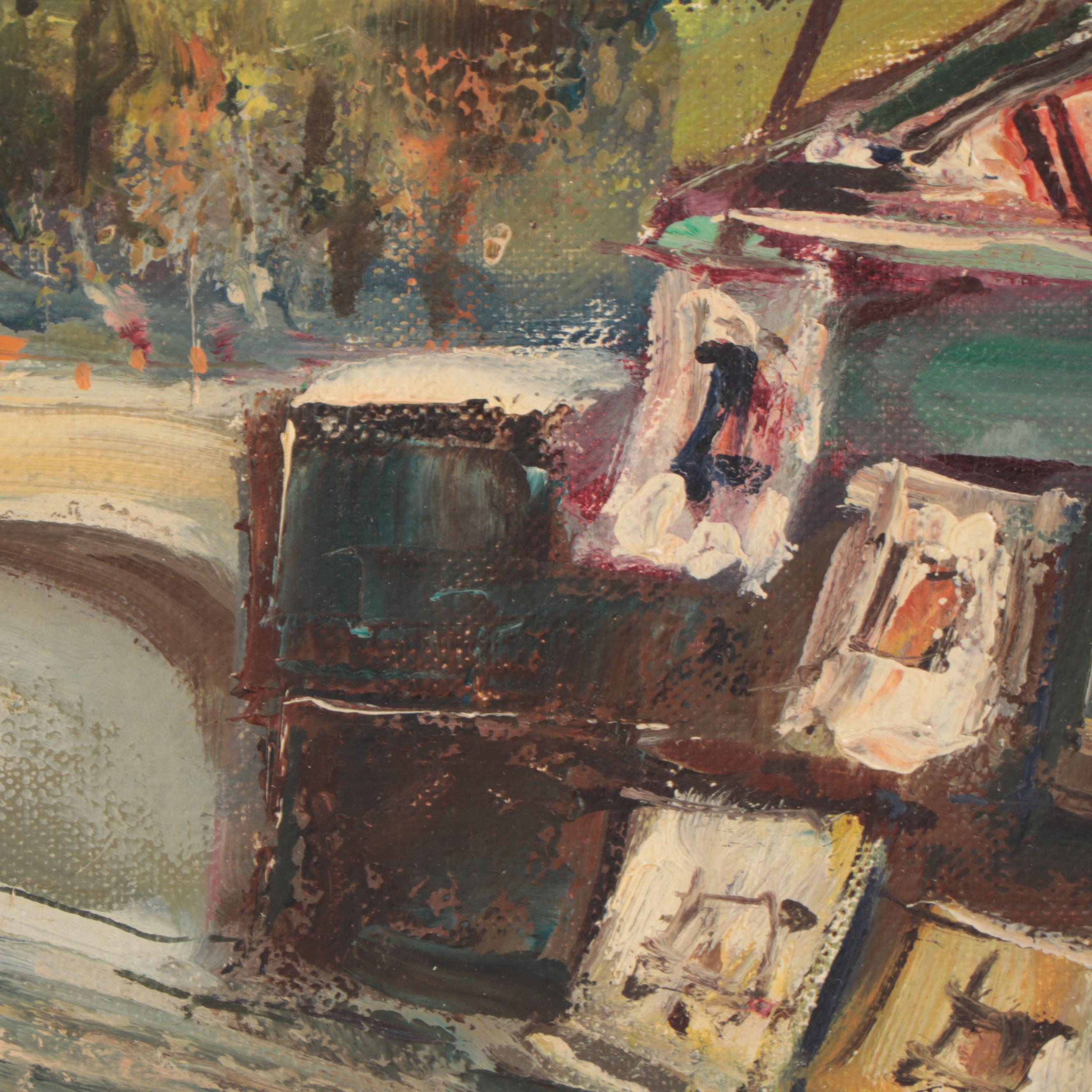 Parisian Boulevard Scene Oil Painting