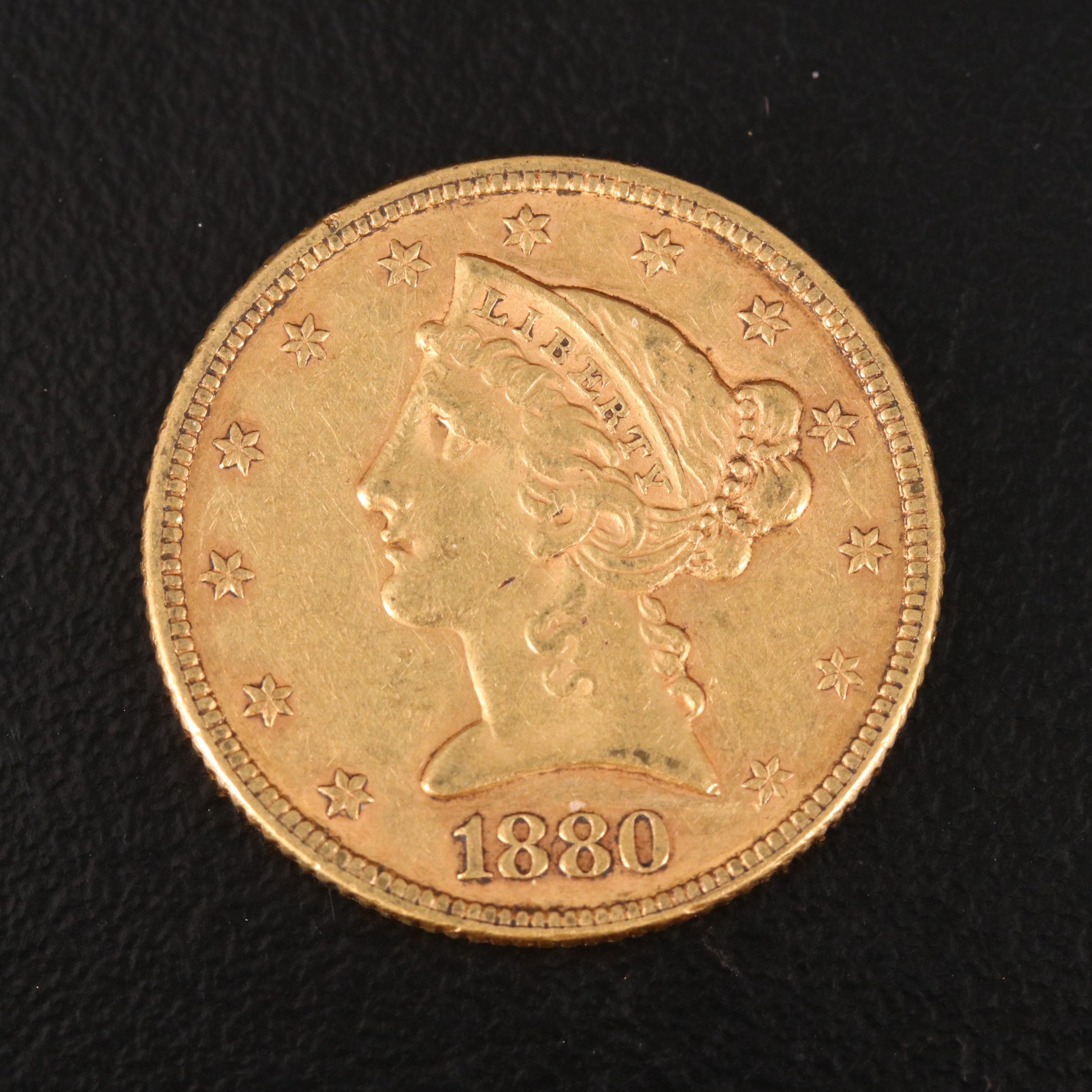 1880 Liberty Head $5 Gold Coin