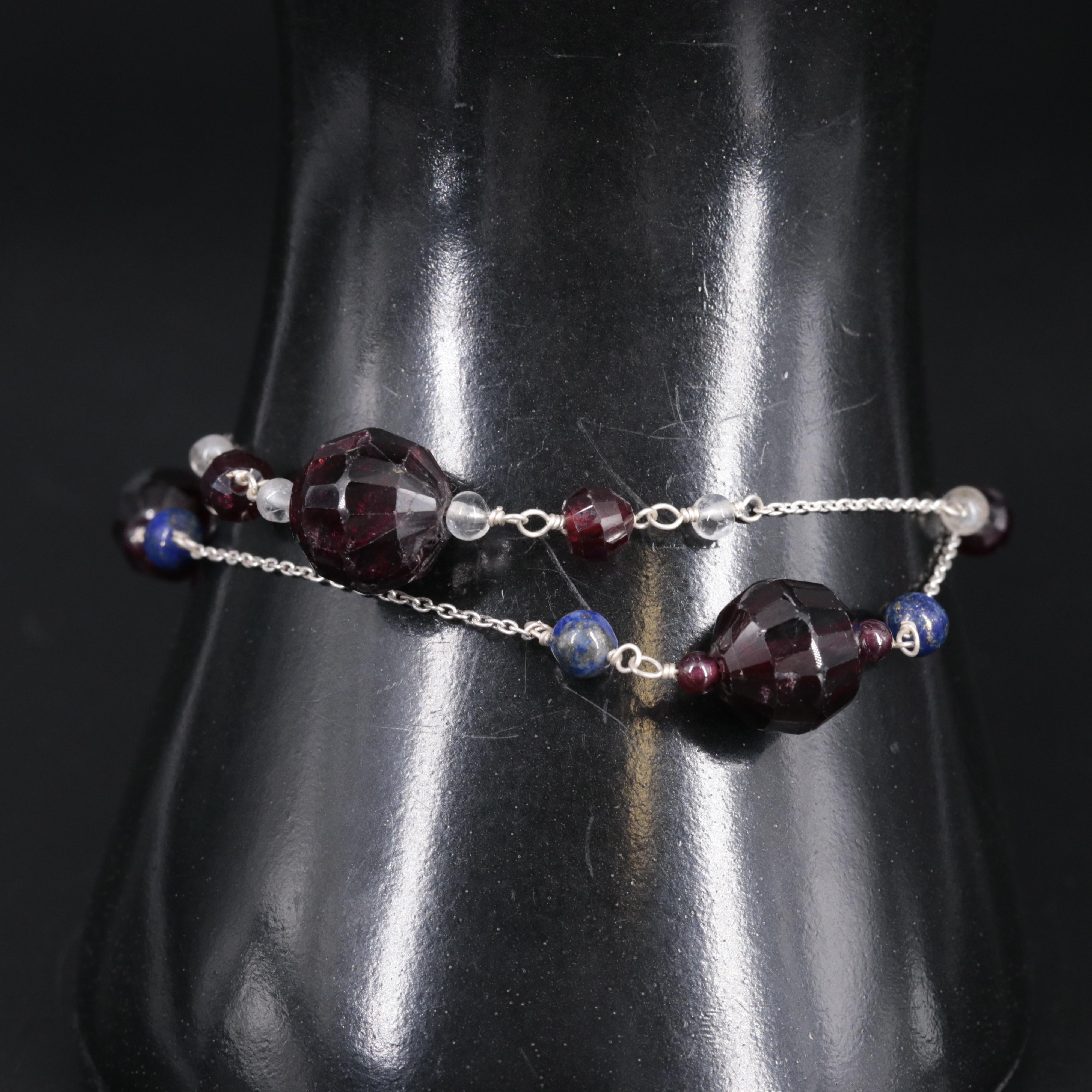 Sterling Silver Gemstone Bracelet Duo
