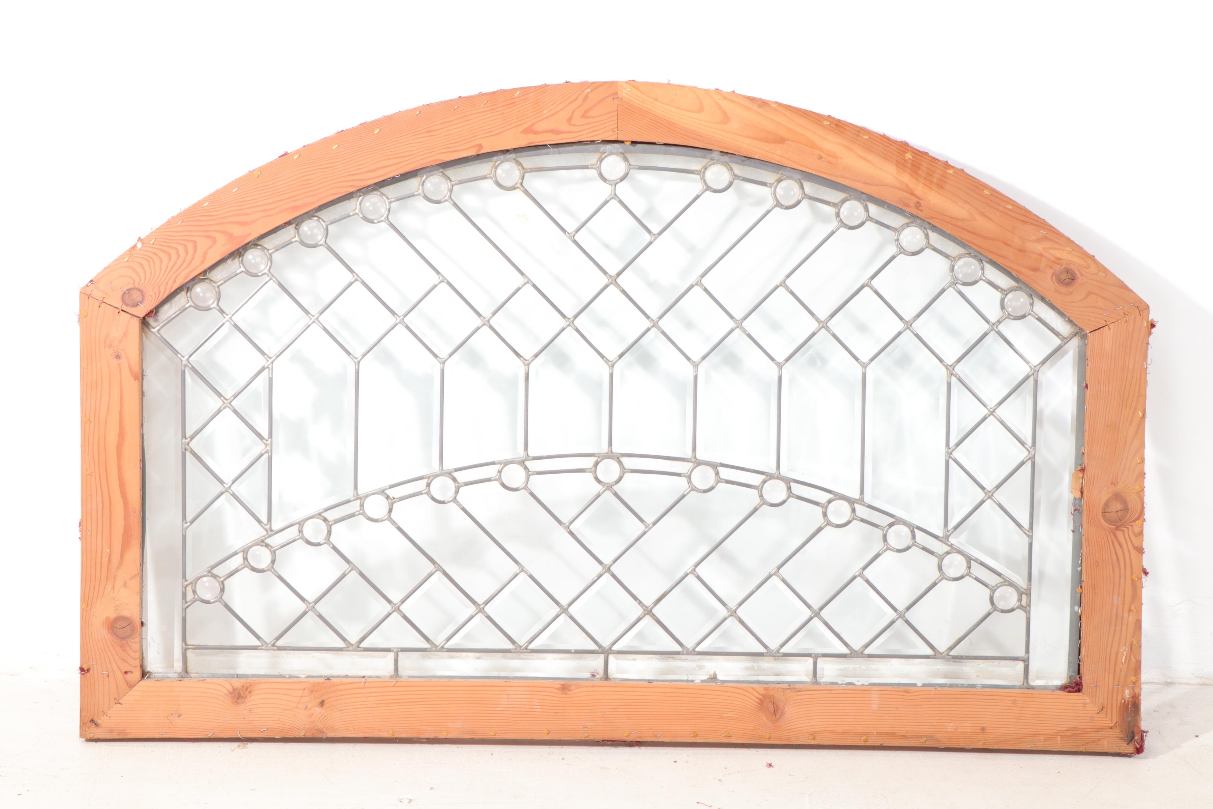 Arched Frank Lloyd Wright Style Leaded Glass Windows