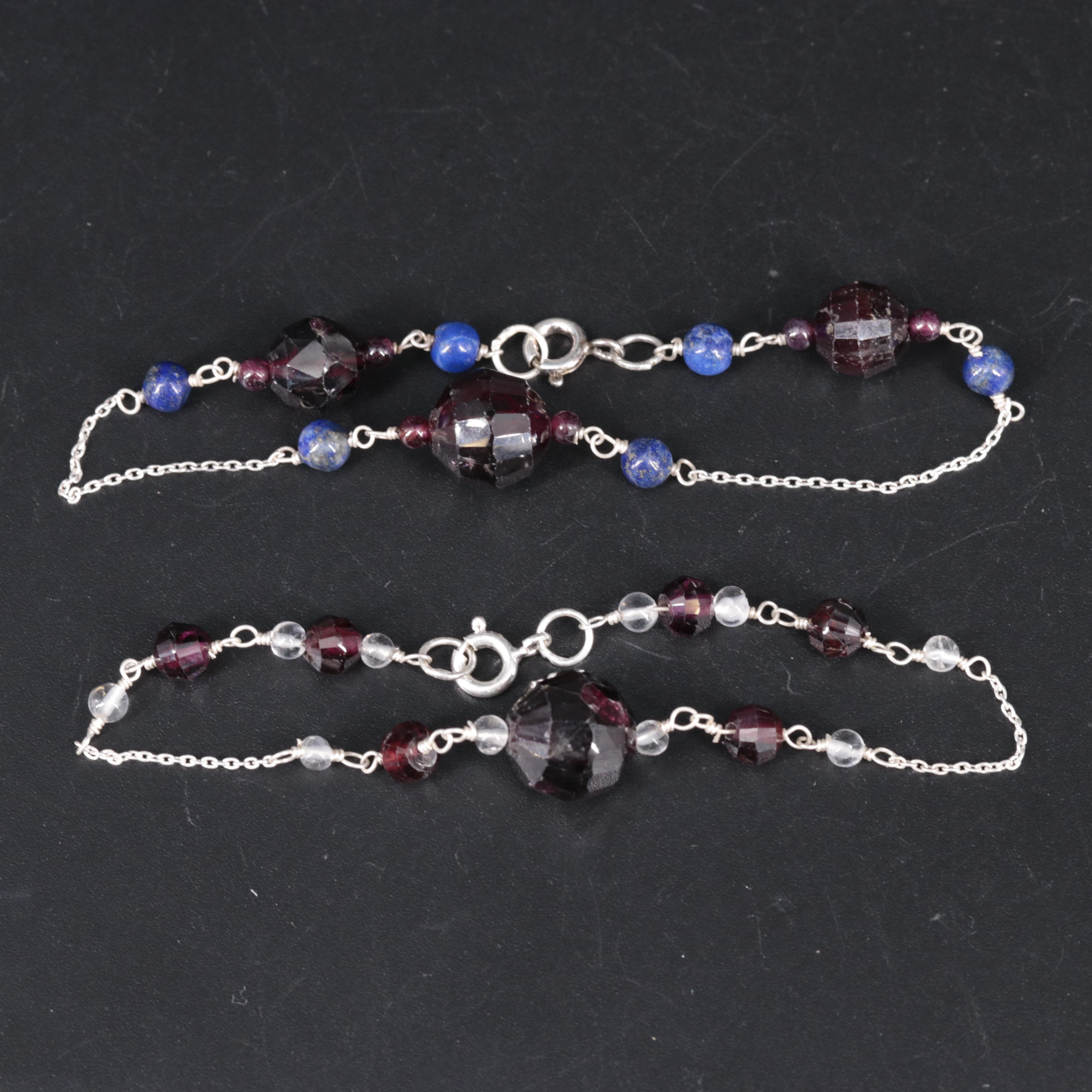 Sterling Silver Gemstone Bracelet Duo